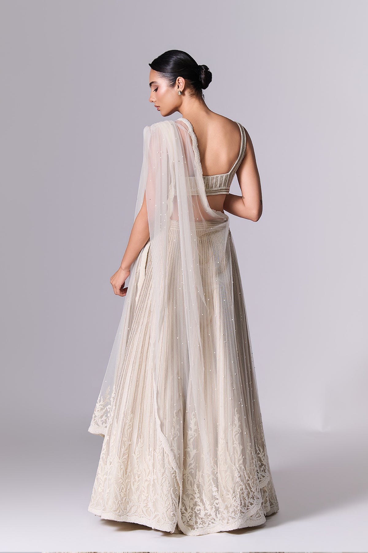 Pearled Ivory Embellished Lehenga Set