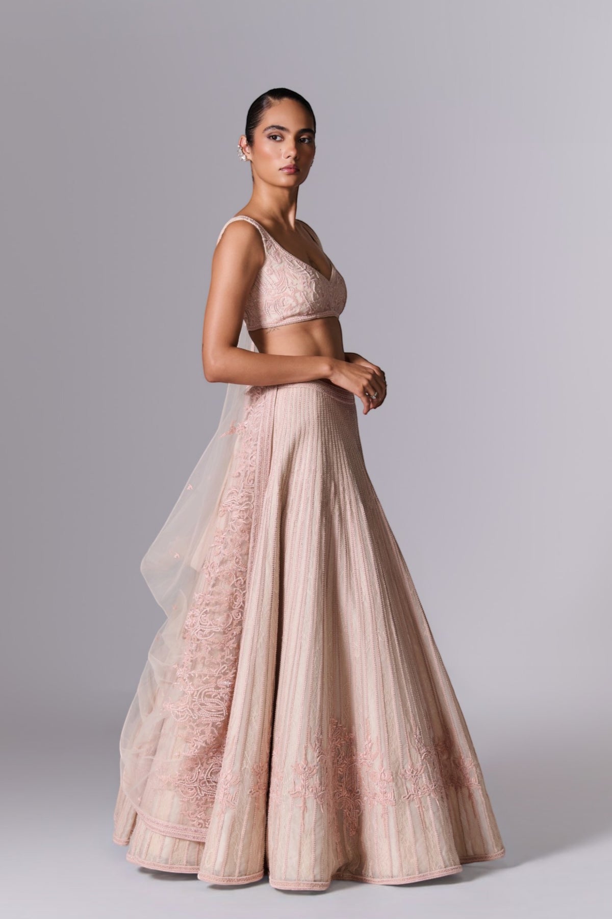Snow Pink Embellished Lehenga Set