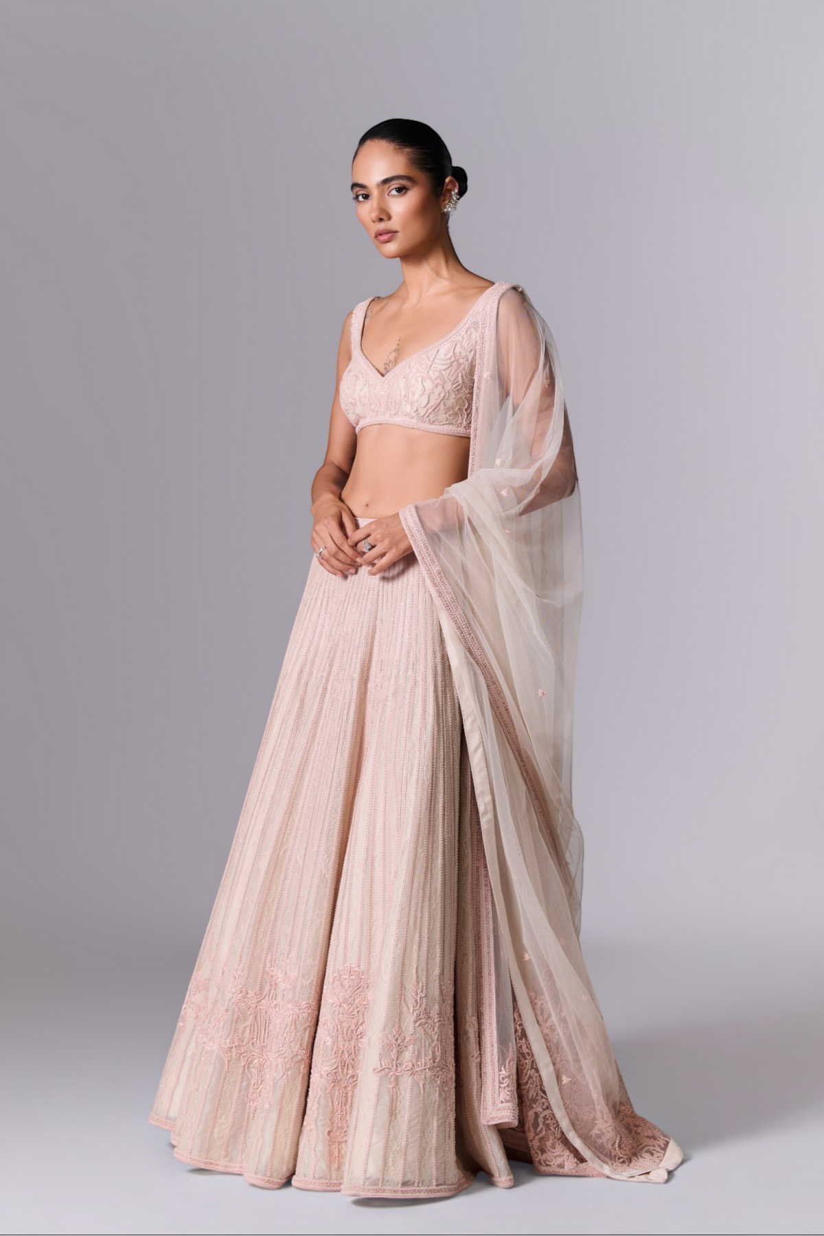 Snow Pink Embellished Lehenga Set