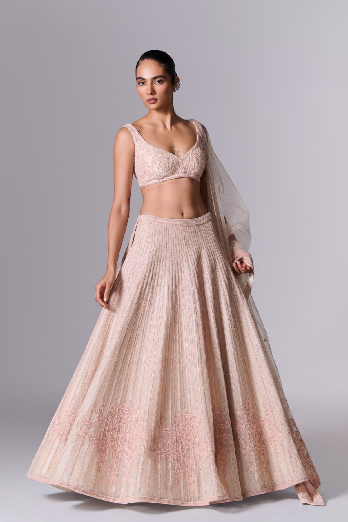 Snow Pink Embellished Lehenga Set