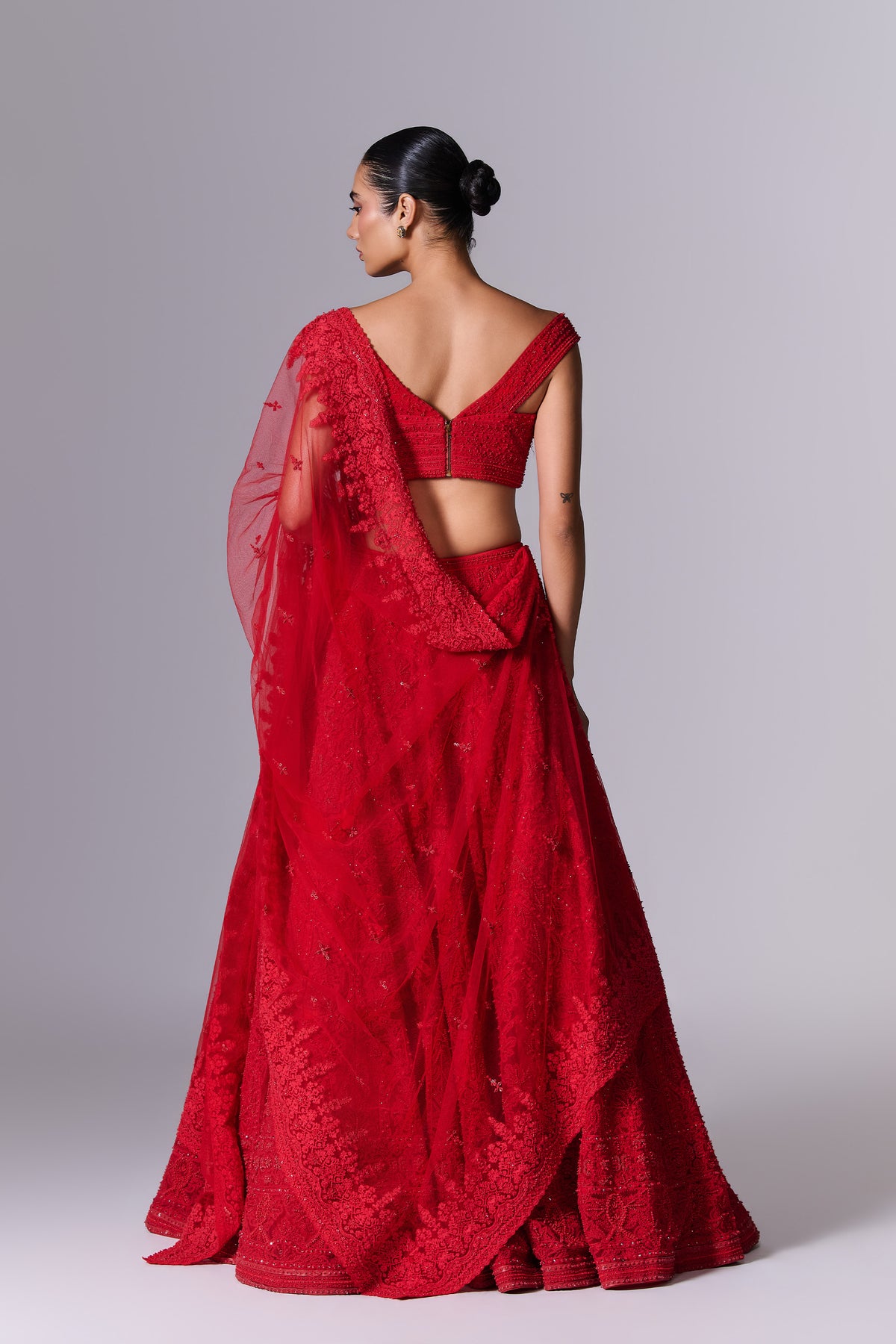 Scarlet Red Embellished Lehenga Set