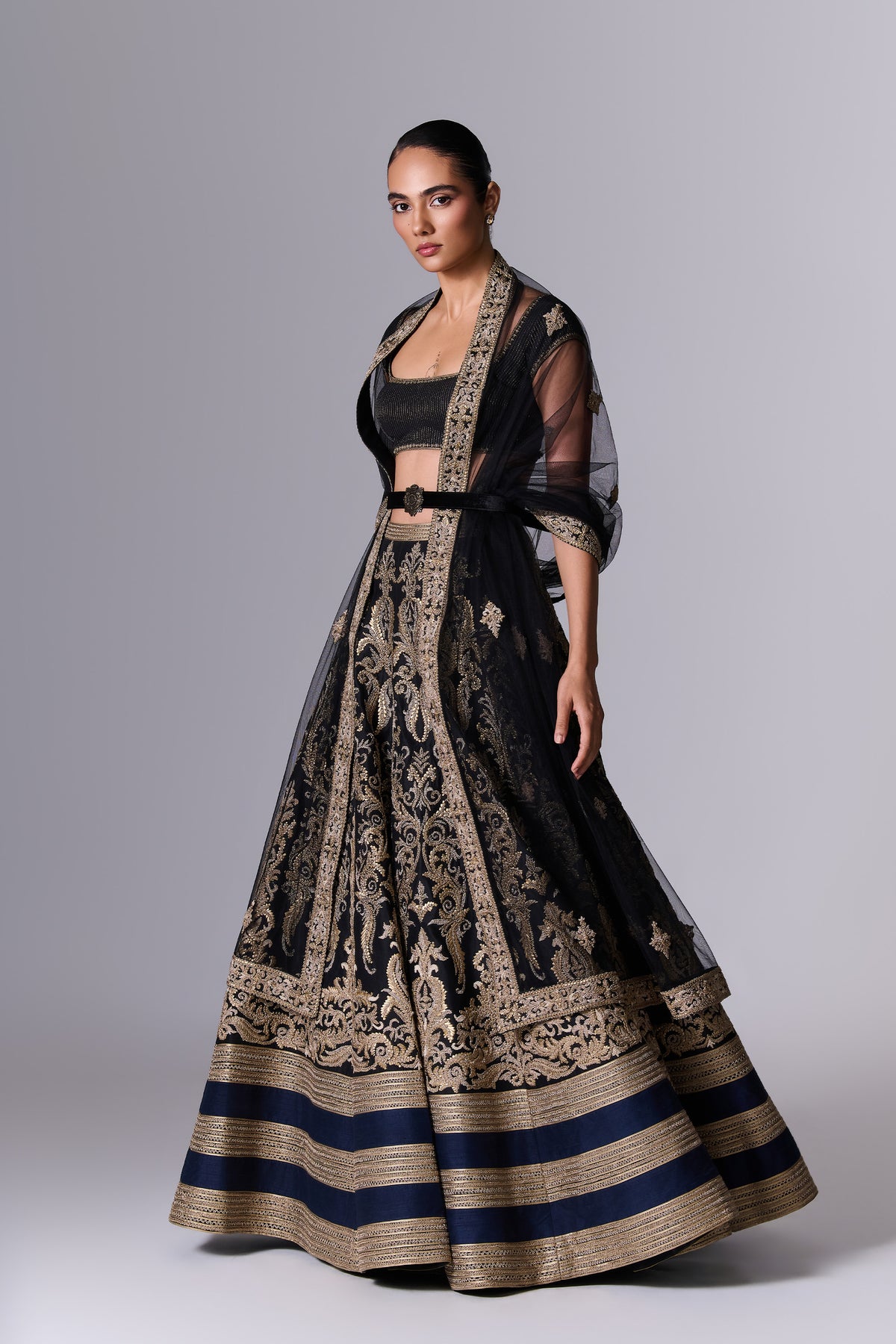 Obsidian Black Embellished Lehenga Set