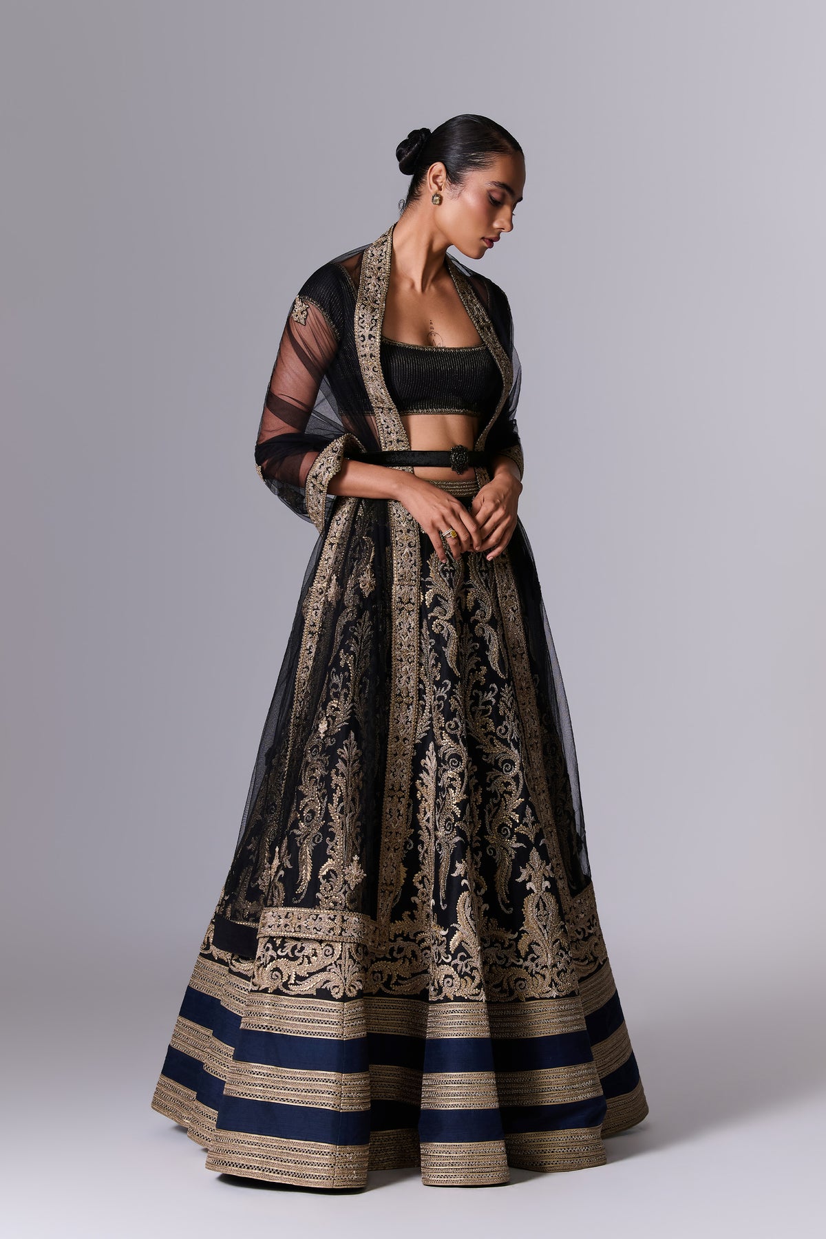 Obsidian Black Embellished Lehenga Set