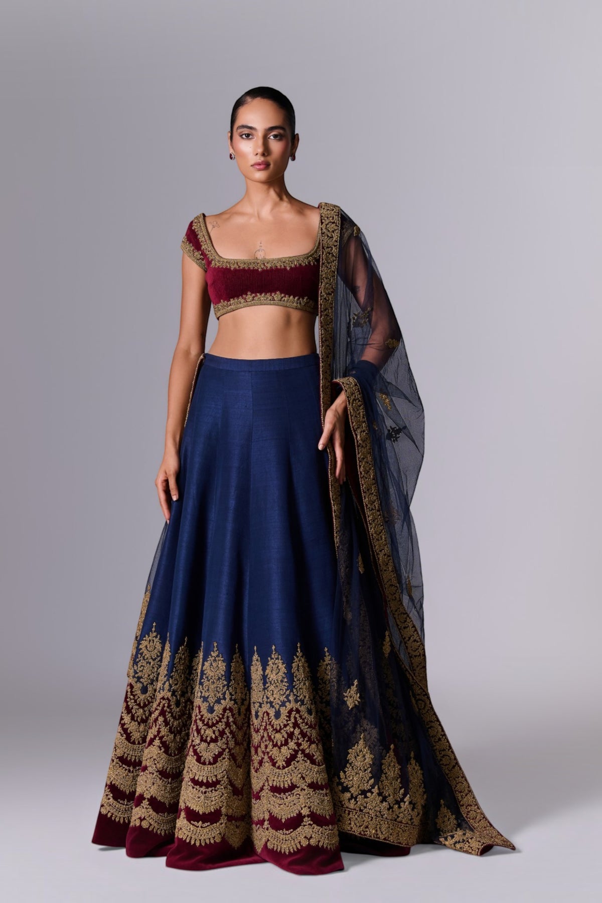 Navy Embellished Lehenga Set