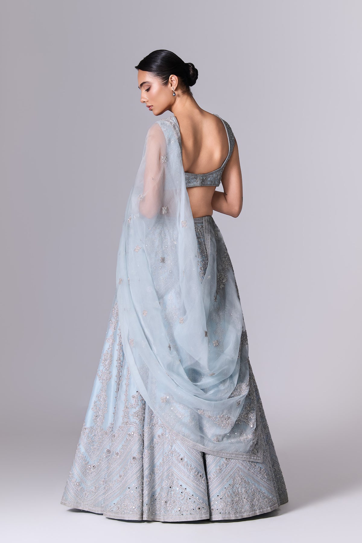 Aqua Glass Embellished Lehenga Set