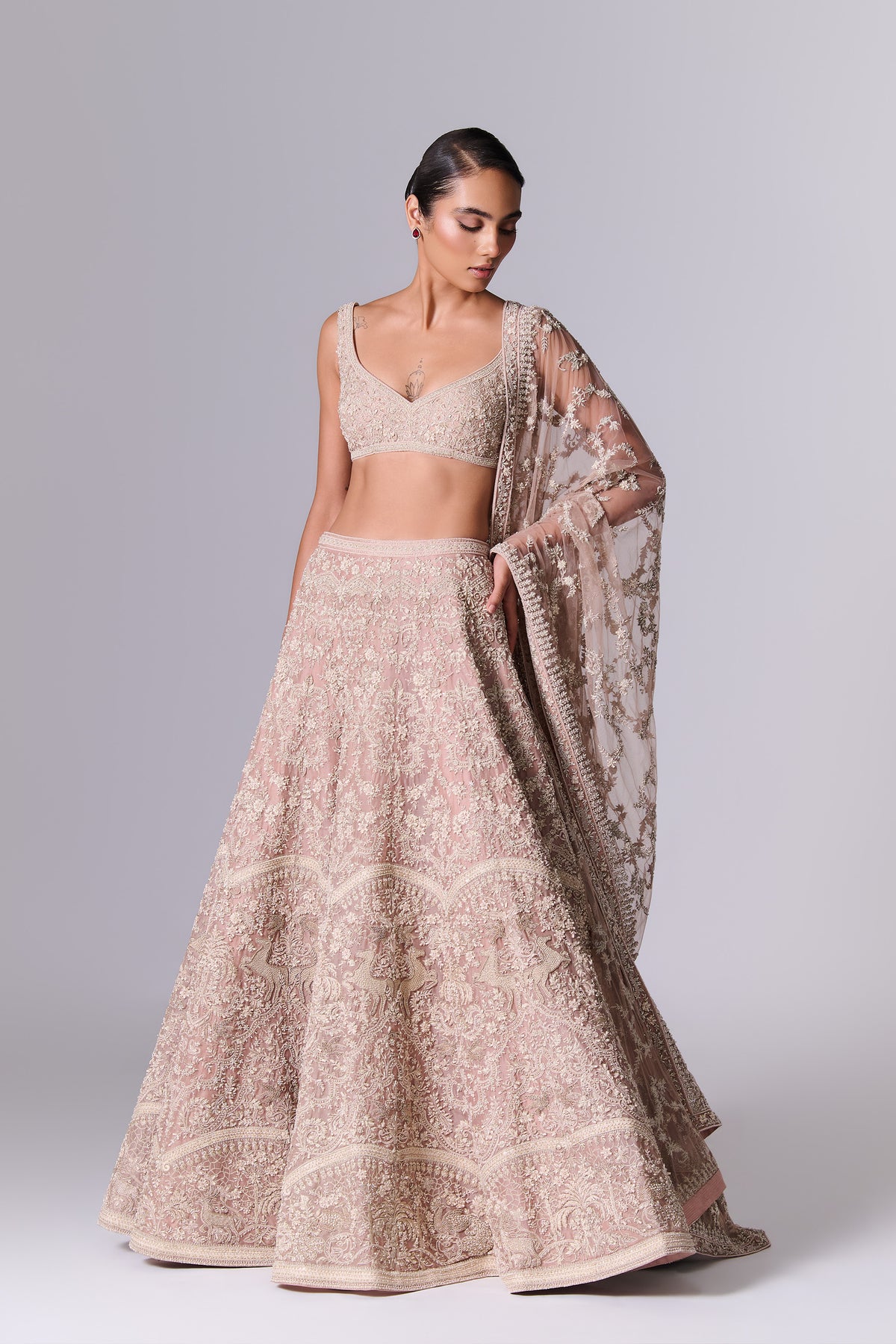Dusty Blush Embellished Lehenga Set