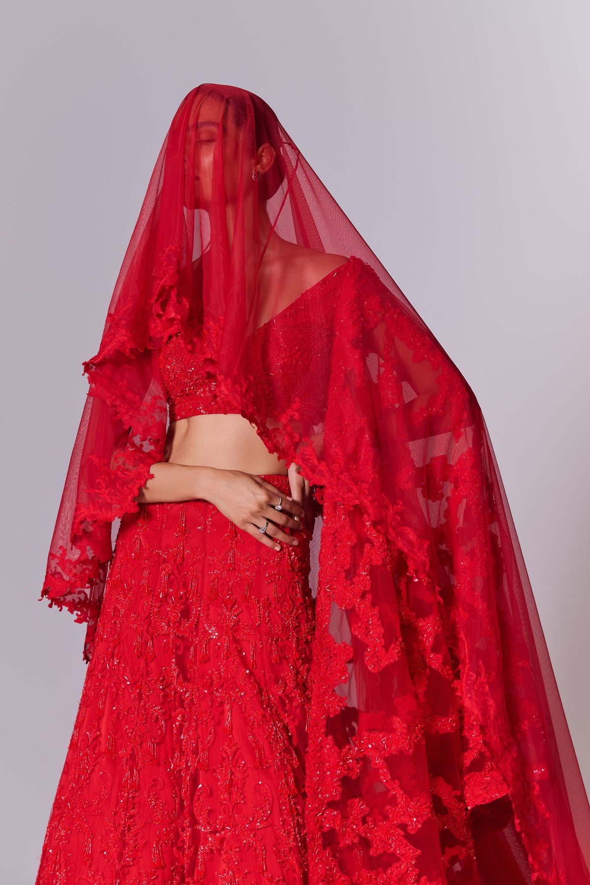 Scarlet Red Embellished Lehenga Set