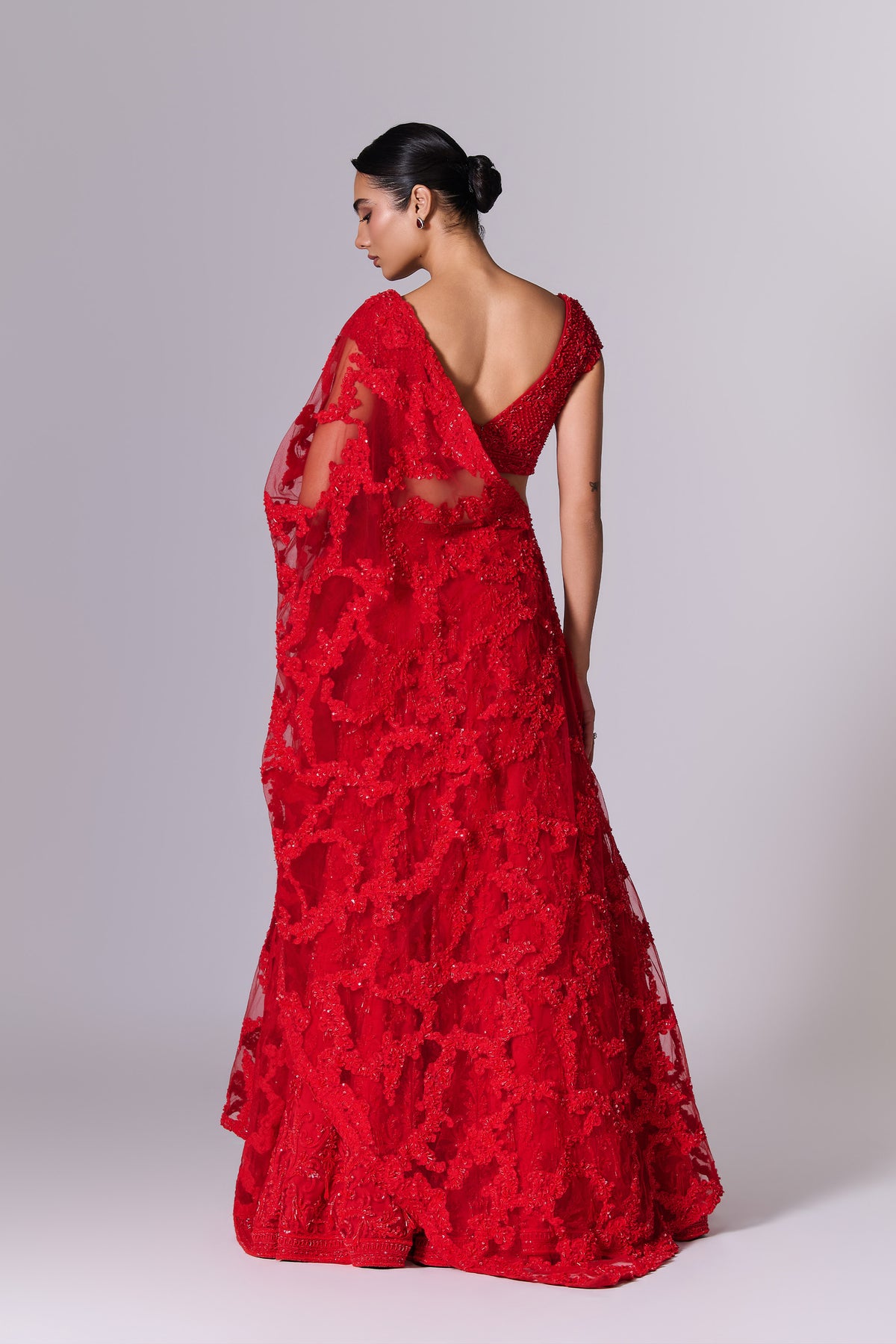 Scarlet Red Embellished Lehenga Set