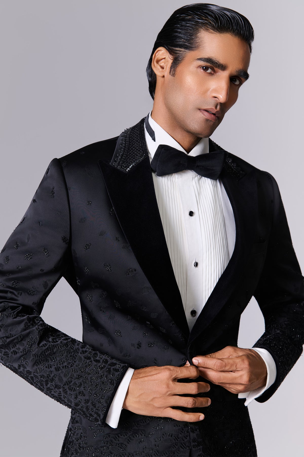 Black Tailored Tuxedo Set