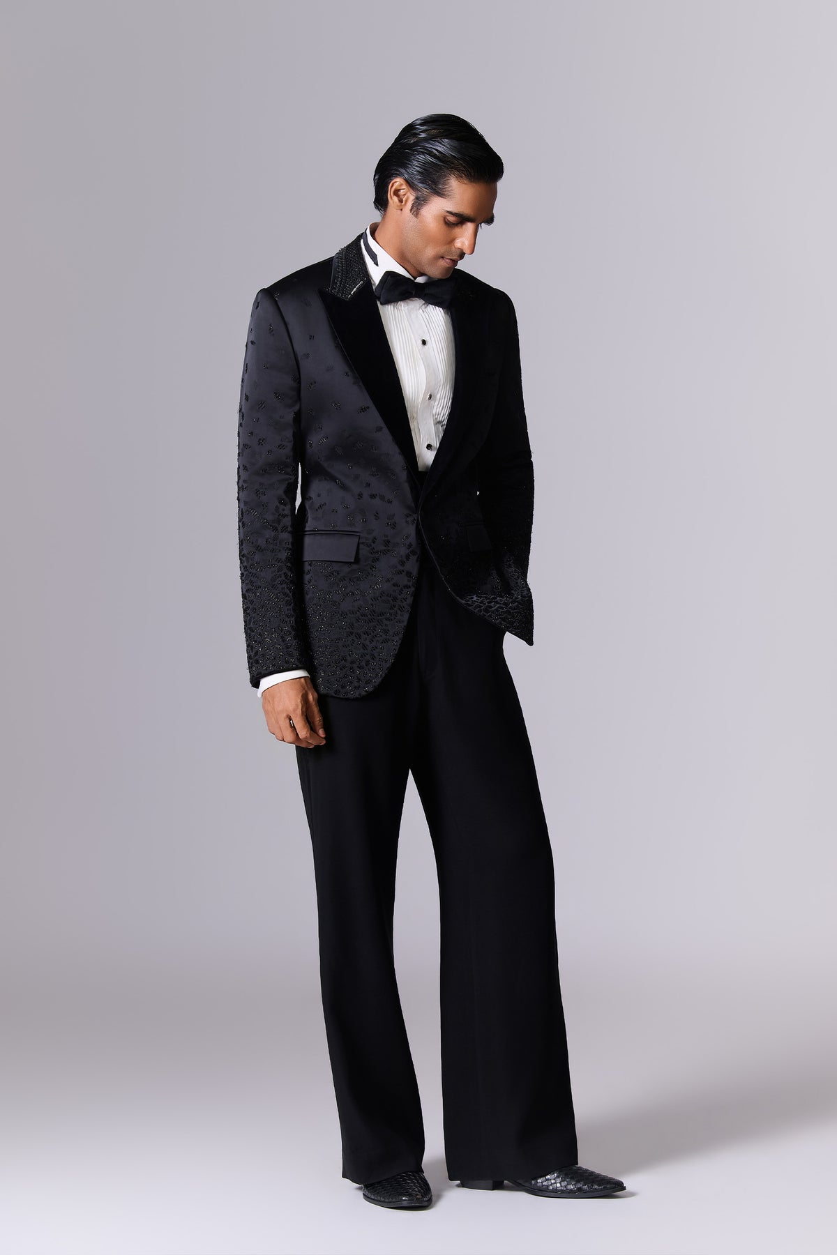 Black Tailored Tuxedo Set