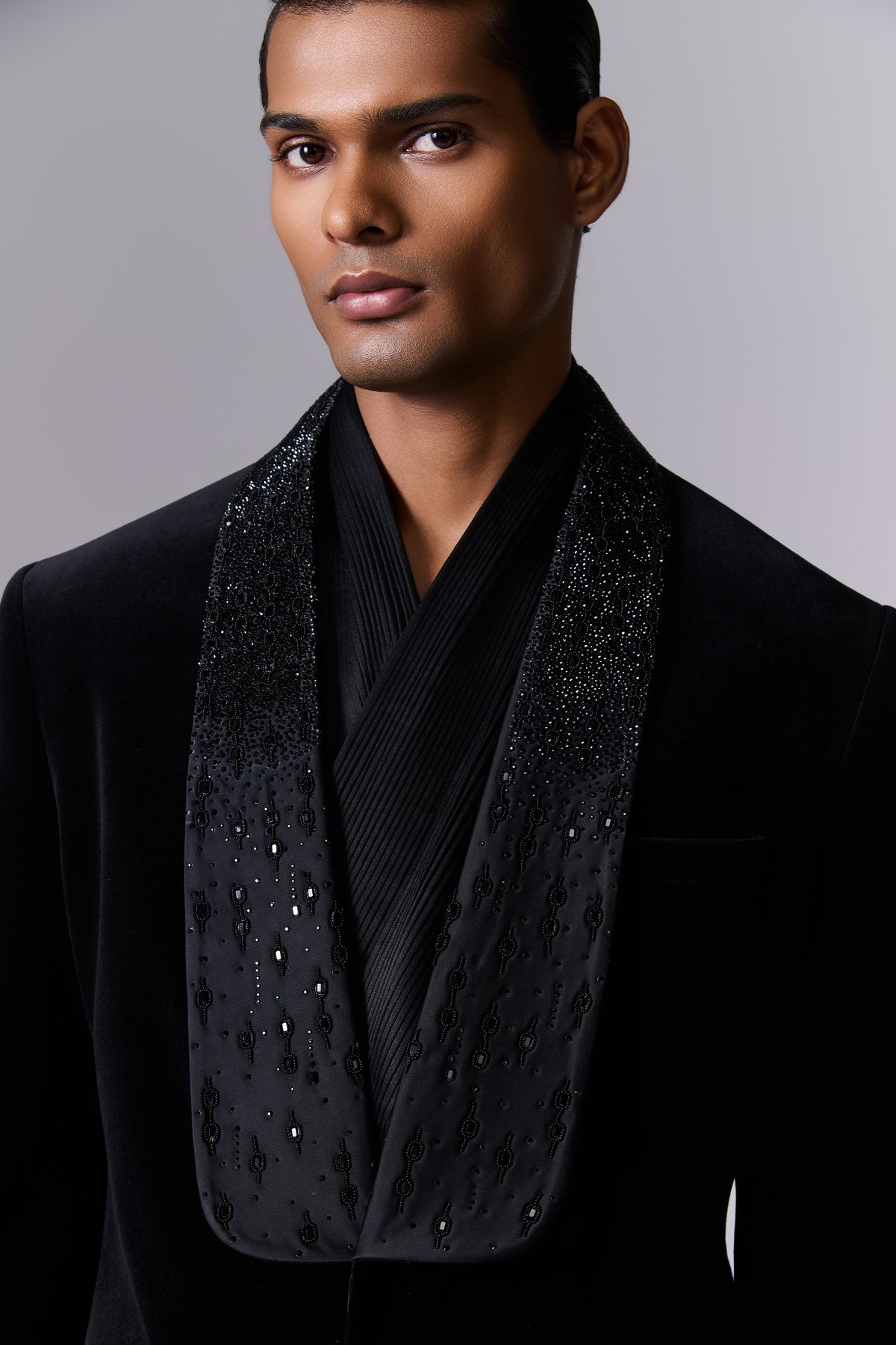 Obsidian Black Velvet Tuxedo Set