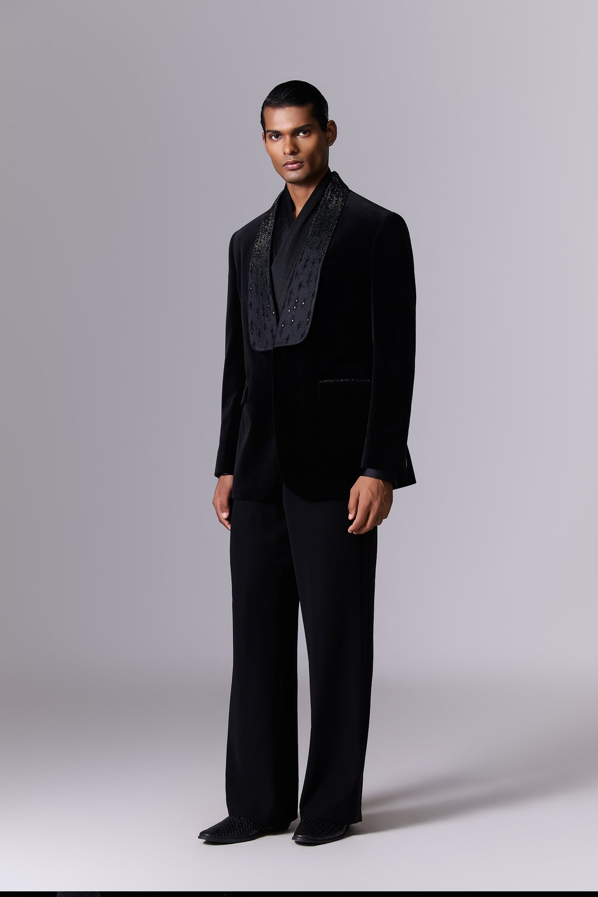 Obsidian Black Velvet Tuxedo Set