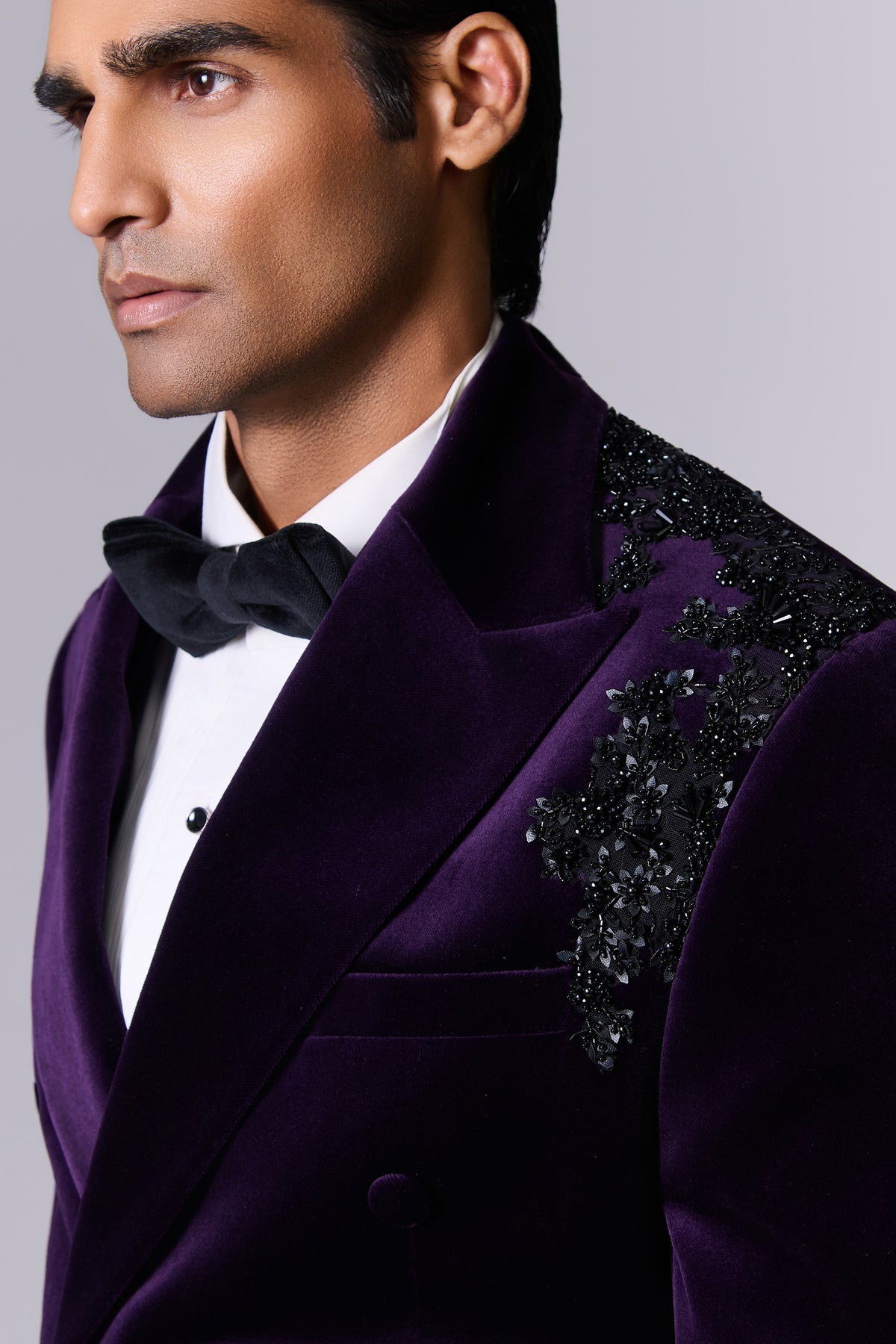 Violet Indigo Velvet Tuxedo Set