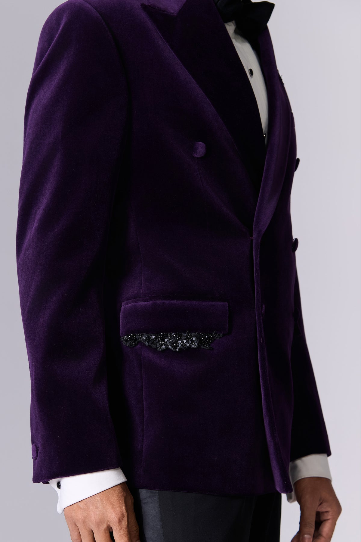 Violet Indigo Velvet Tuxedo Set