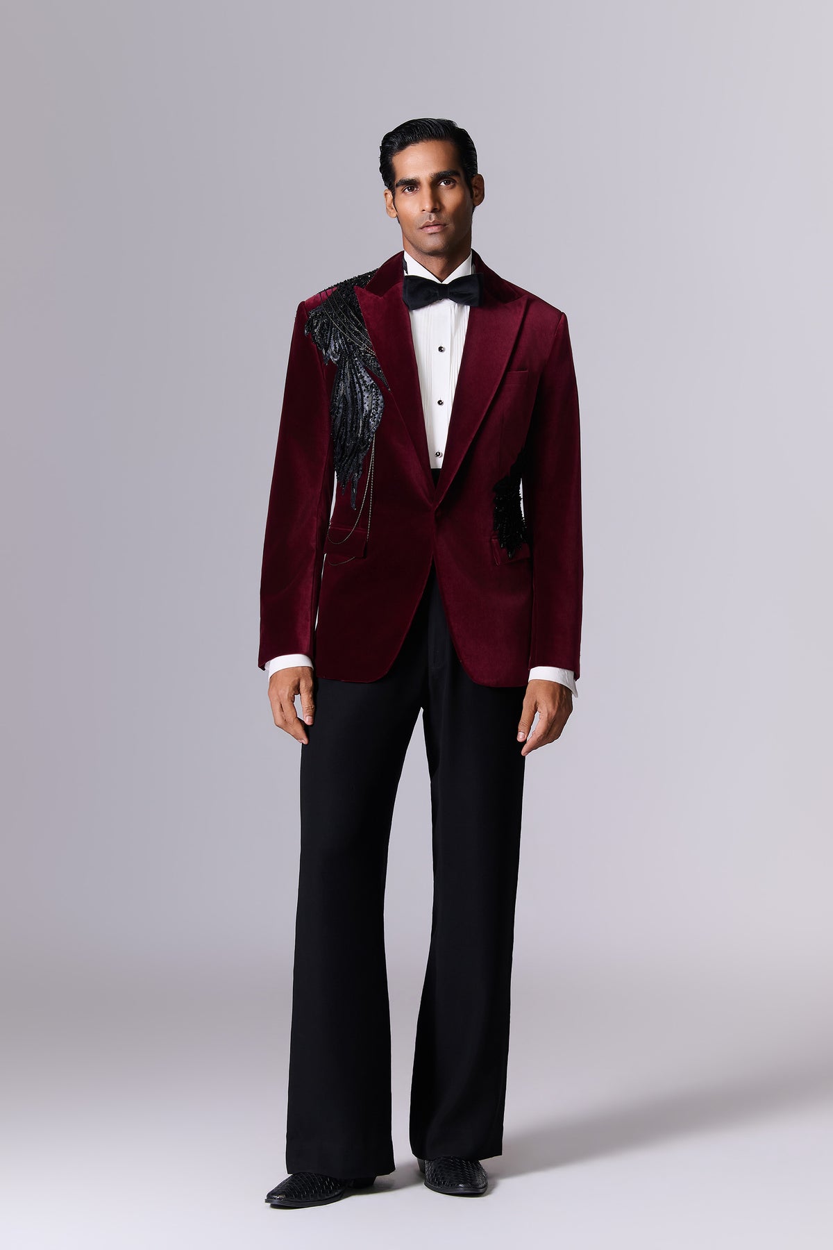 Vintage Merlot Velvet Tuxedo Set