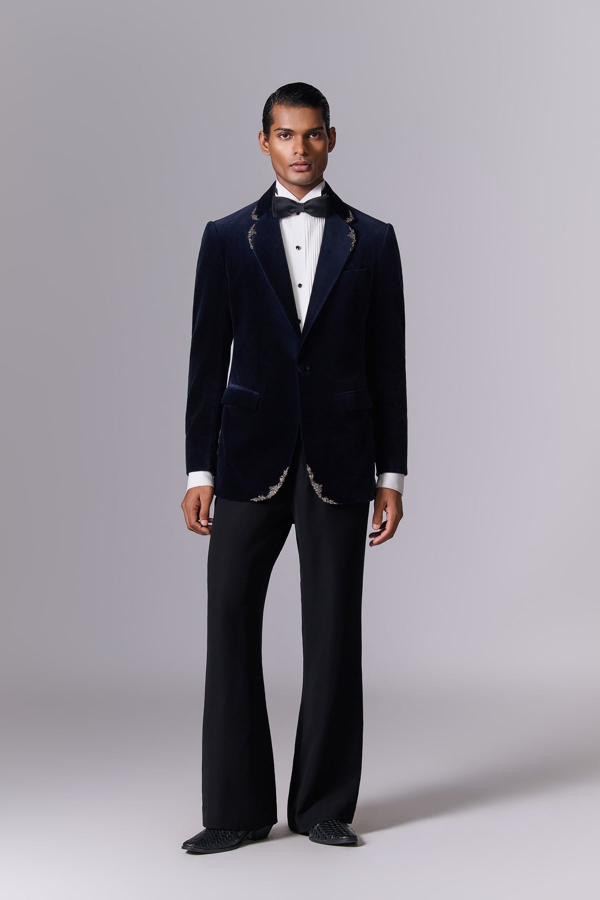 Midnight Blue Velvet Cocktail Tuxedo Set