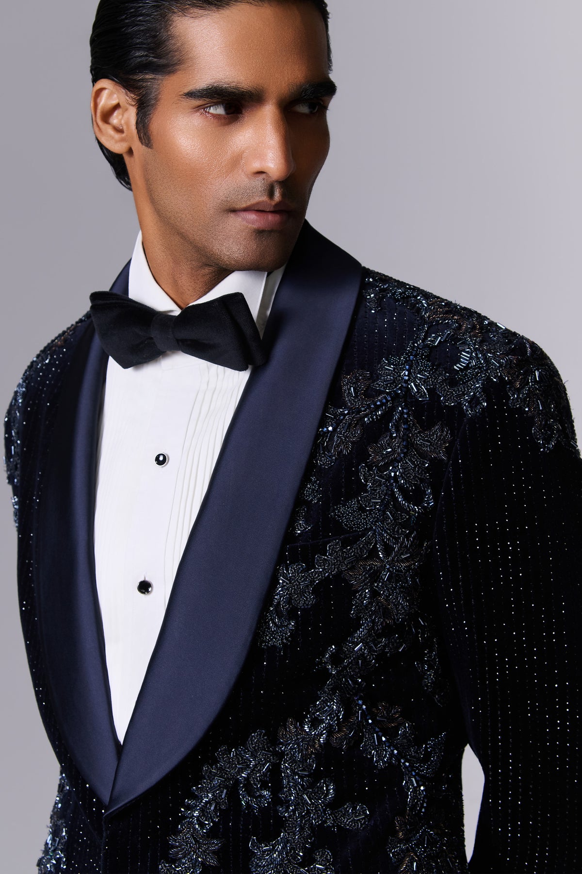 Midnight Blue Velvet Tuxedo Set