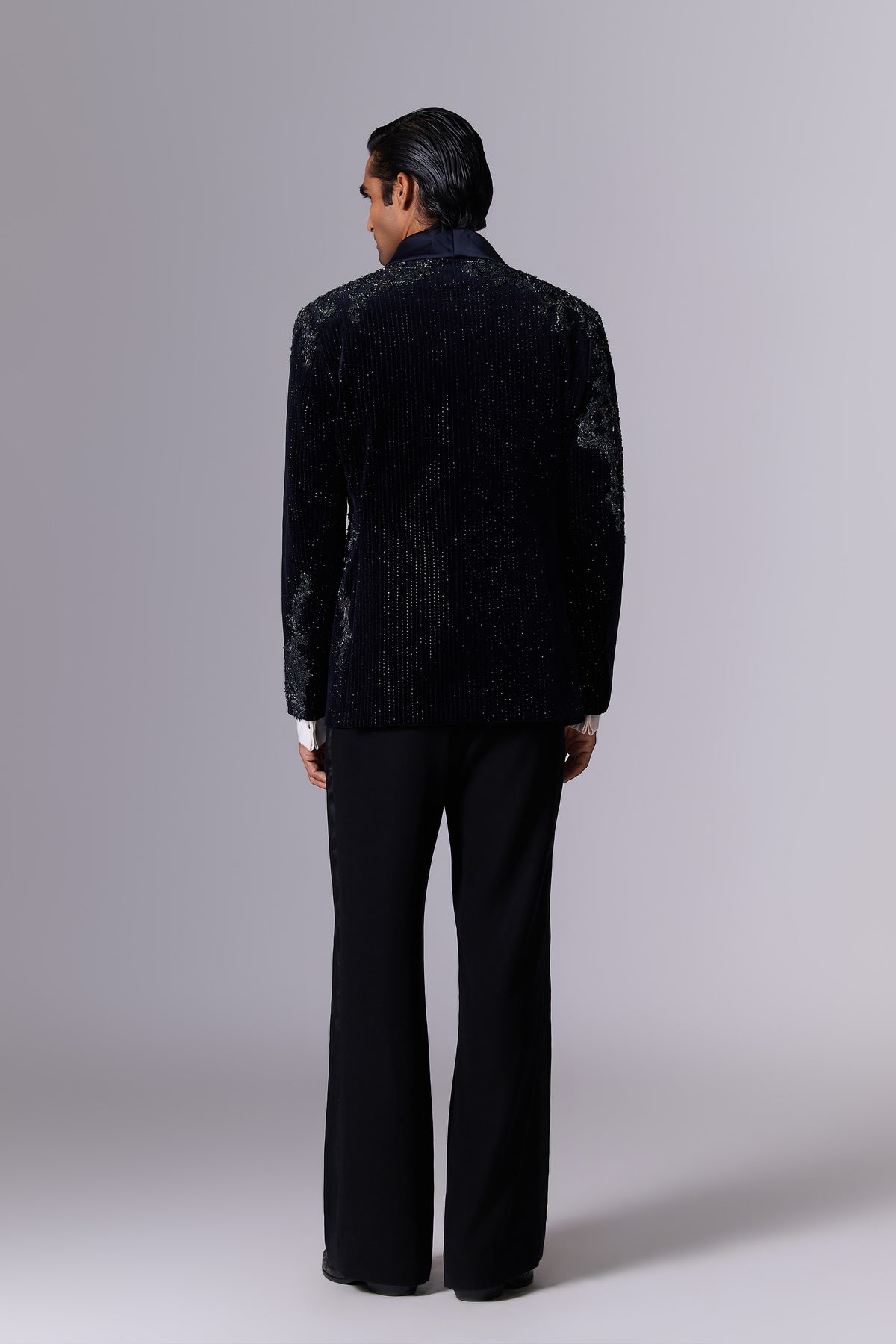 Midnight Blue Velvet Tuxedo Set