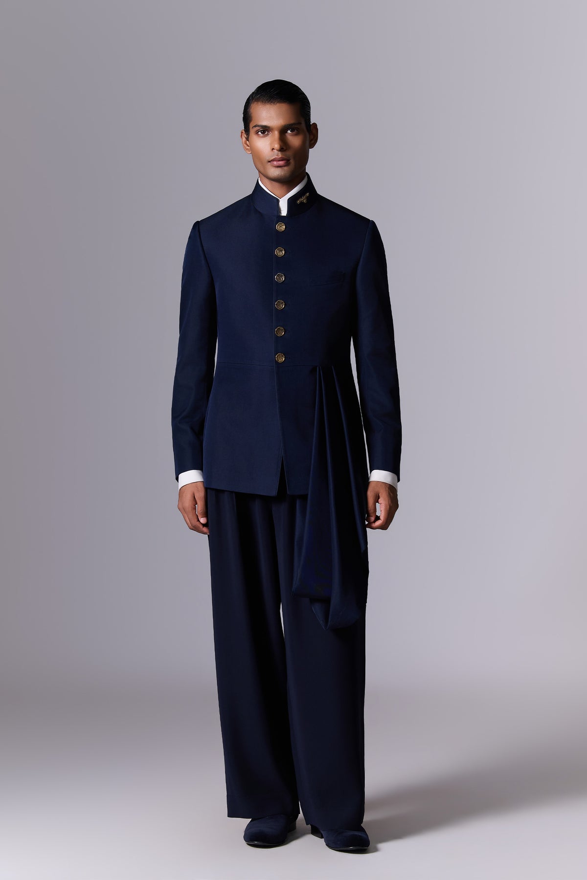 Blue Moon Silk Twill Bandhgala Set