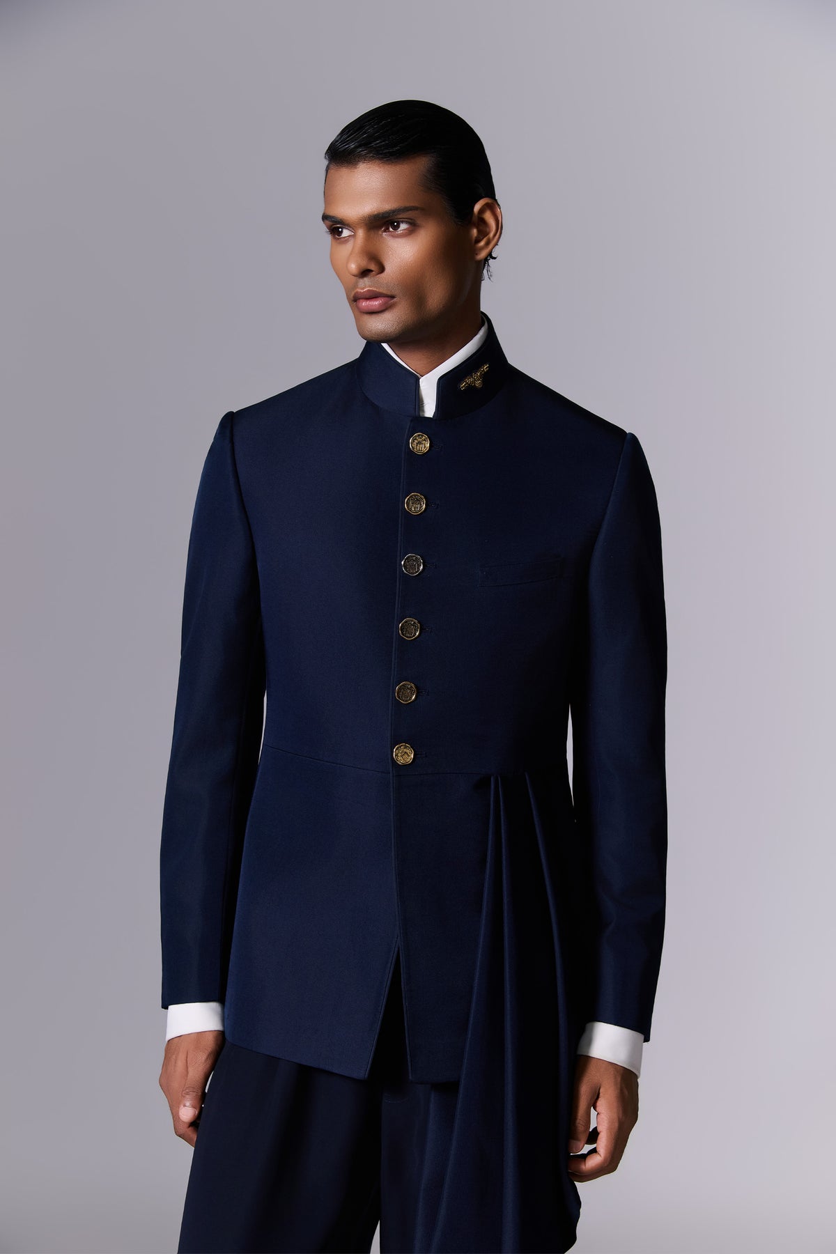 Blue Moon Silk Twill Bandhgala Set