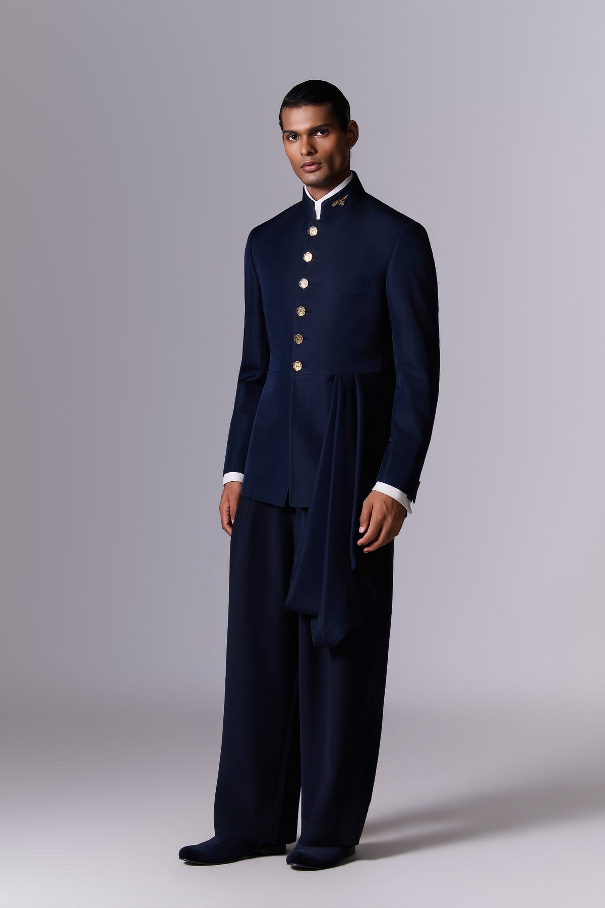 Blue Moon Silk Twill Bandhgala Set