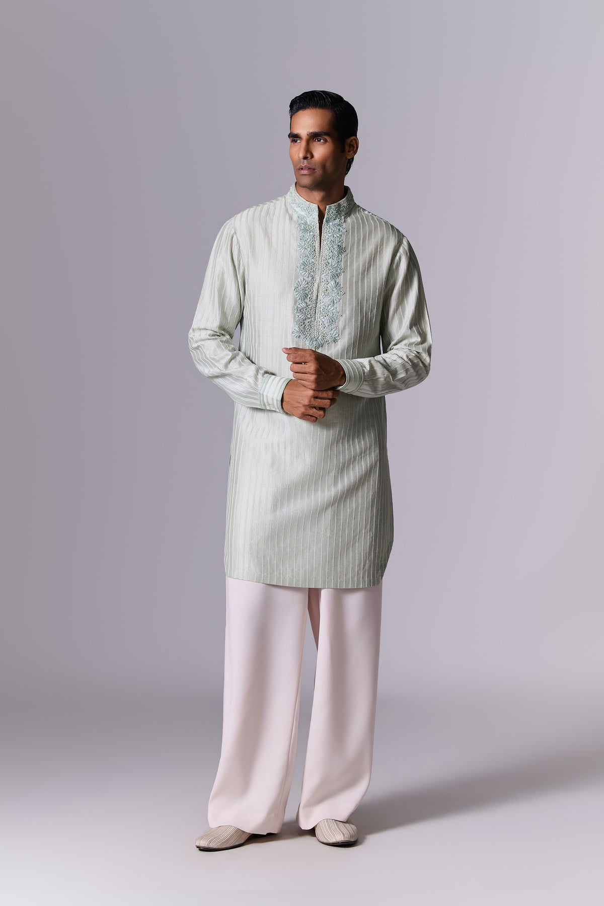 Macaroon Mint Chanderi Kurta Set