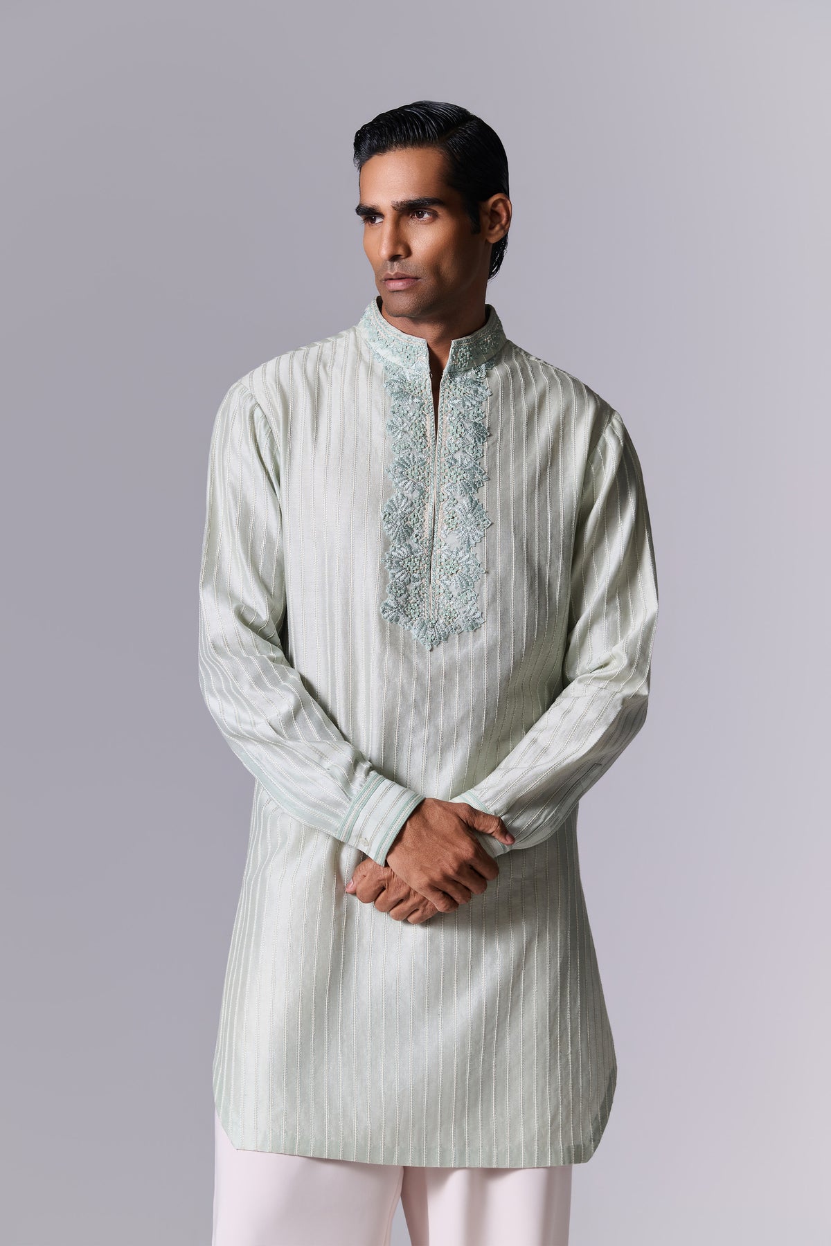 Macaroon Mint Chanderi Kurta Set