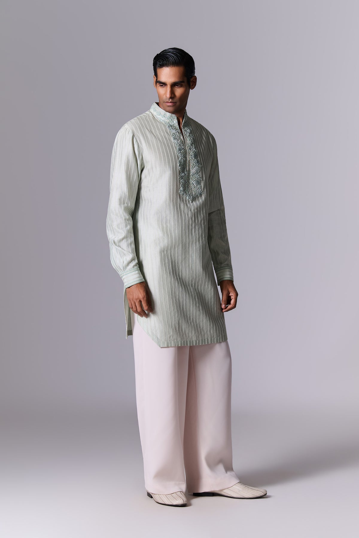 Macaroon Mint Chanderi Kurta Set