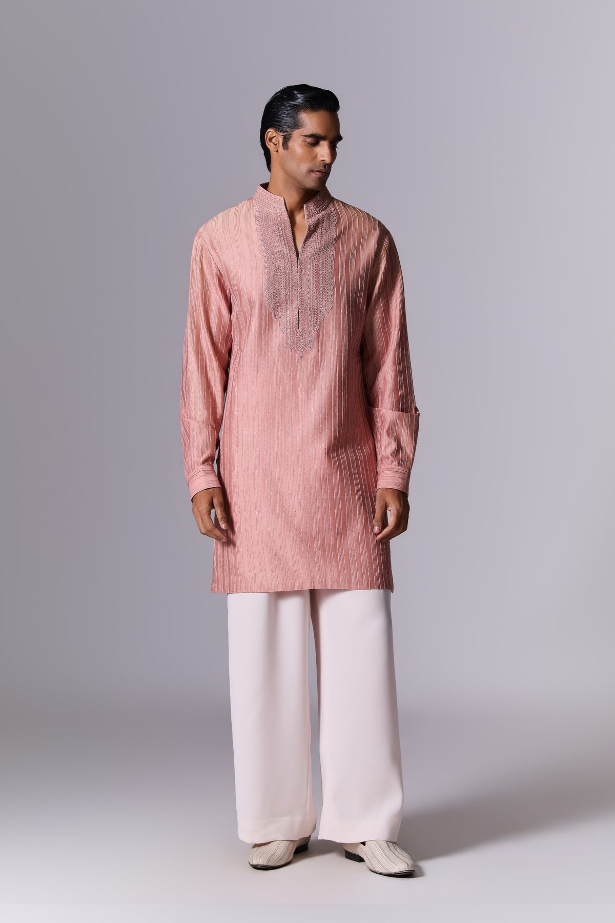 Tea Pink Chanderi Kurta Set