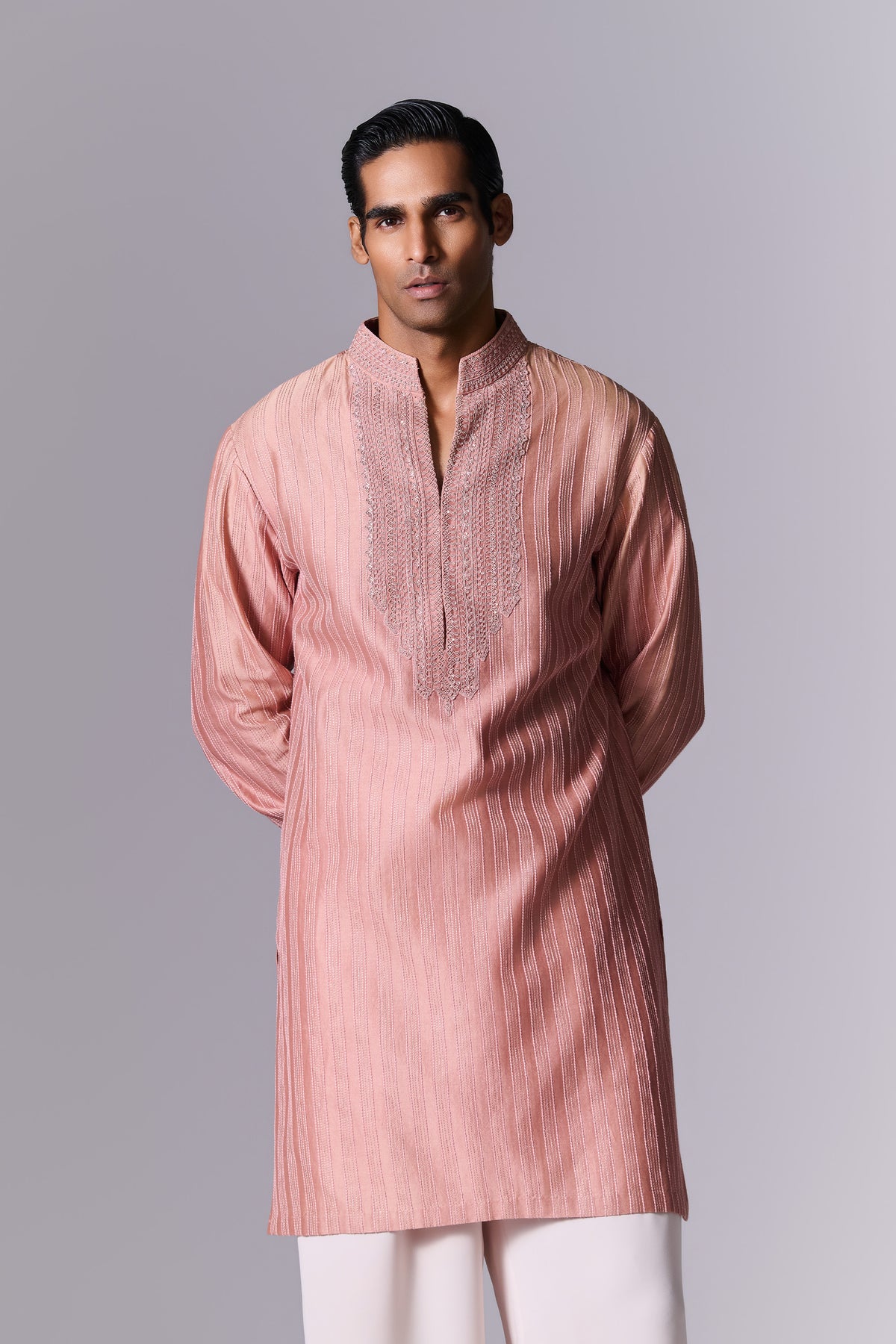 Tea Pink Chanderi Kurta Set