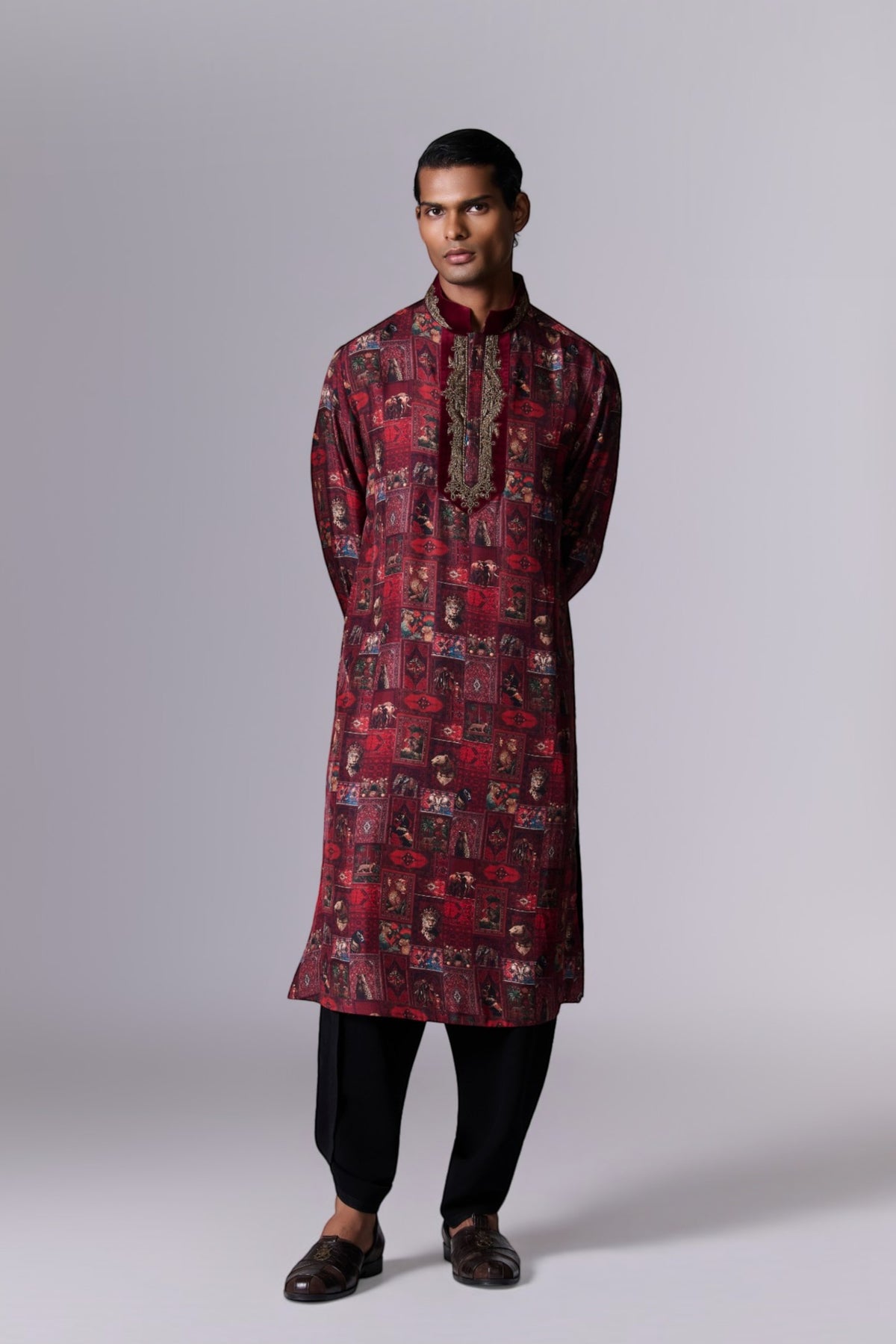 Red Printed Kurta Set