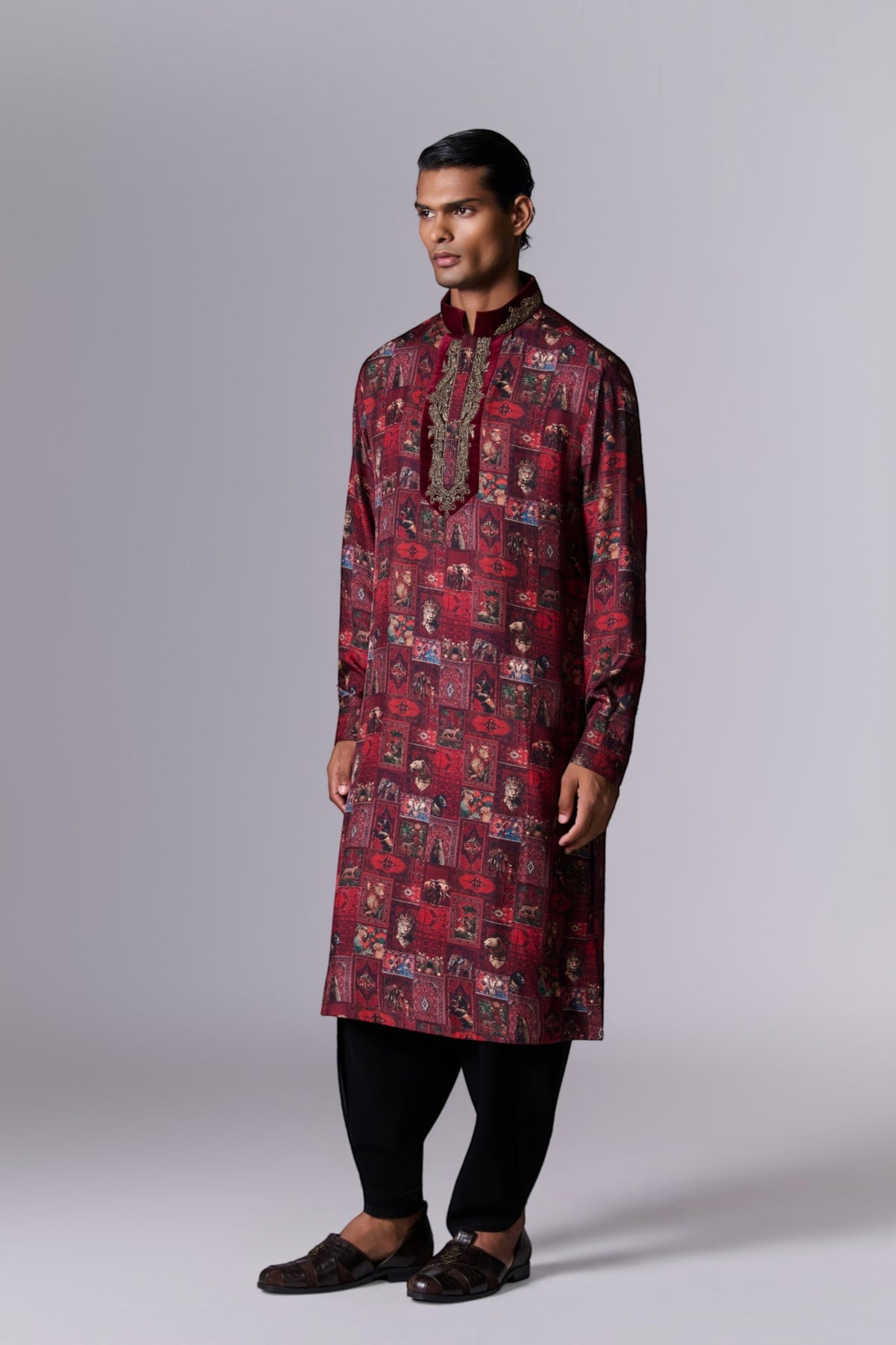 Red Printed Kurta Set