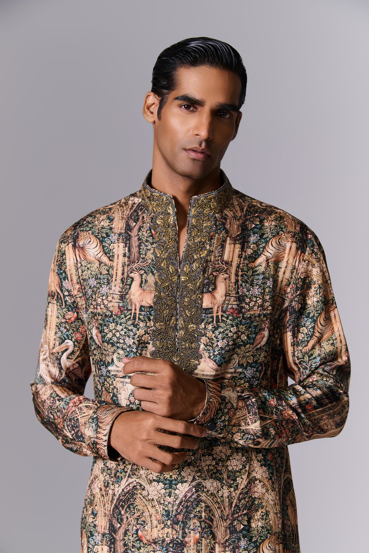 Heritage Printed Silk Kurta Set
