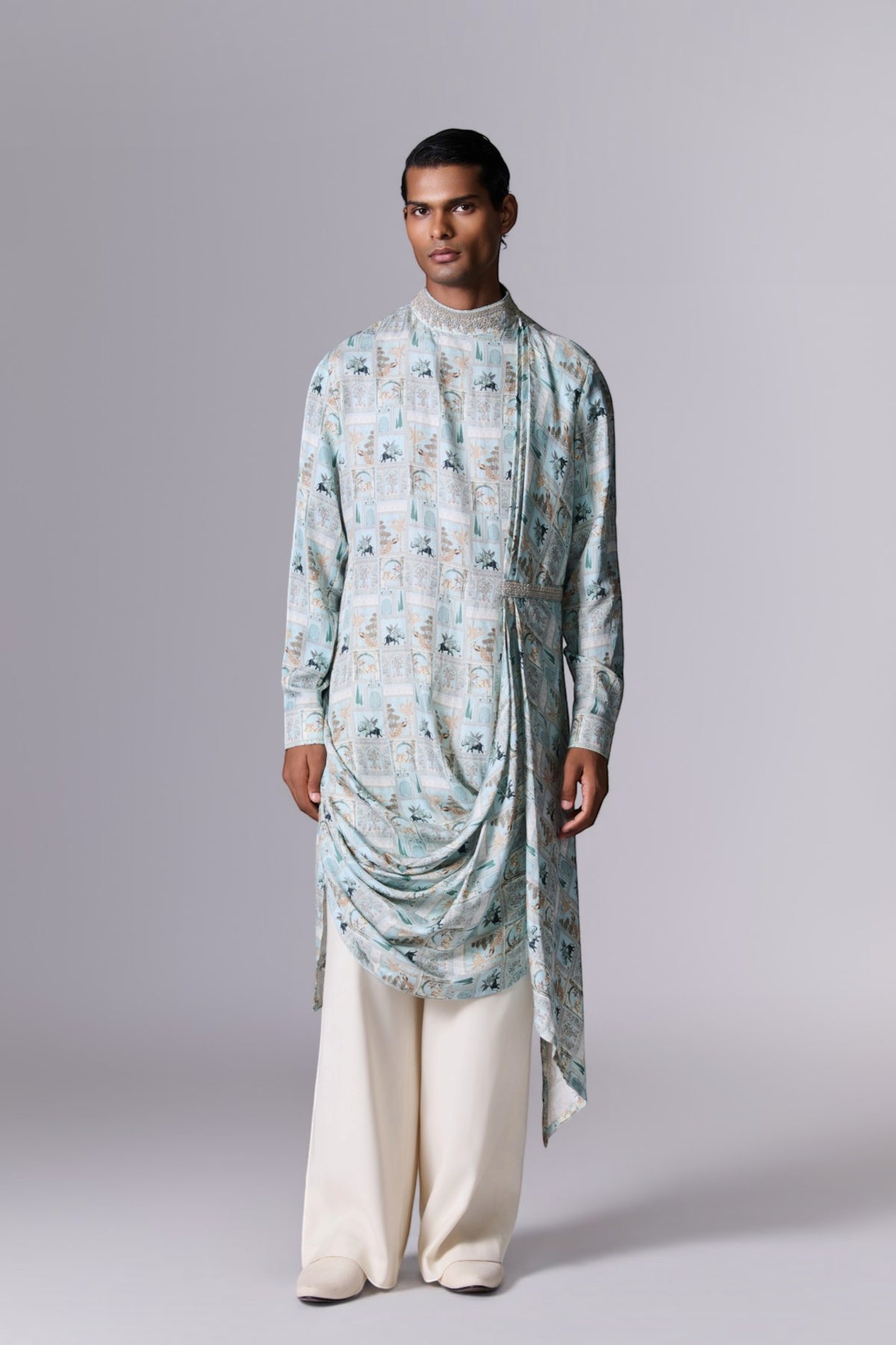 Pale Blue Printed Kurta Set