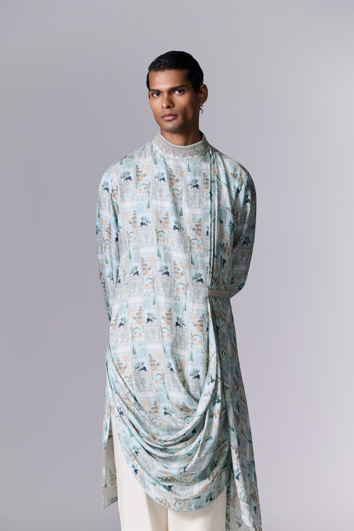 Pale Blue Printed Kurta Set