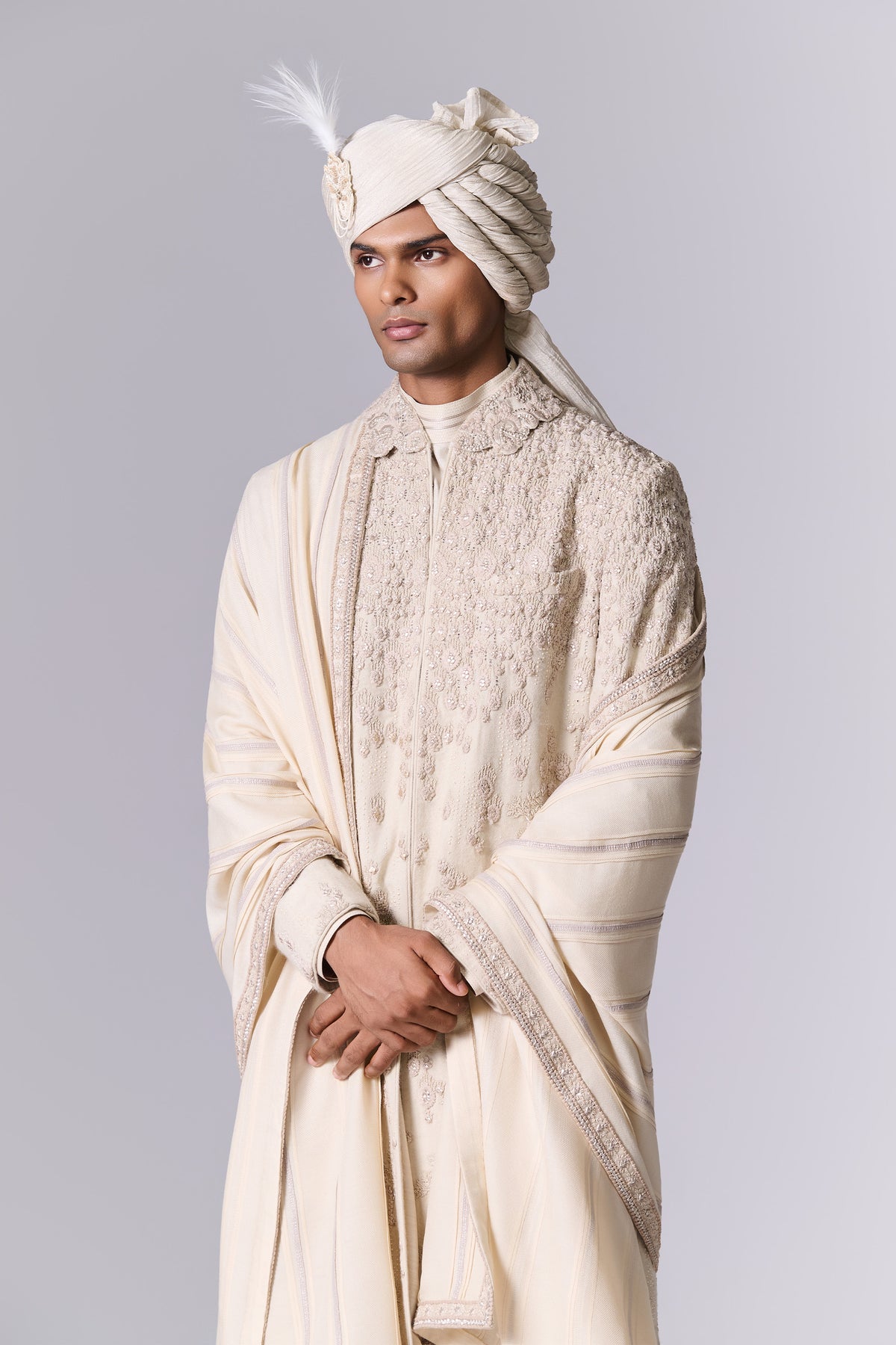 Dune Beige Embroidered Sherwani Set