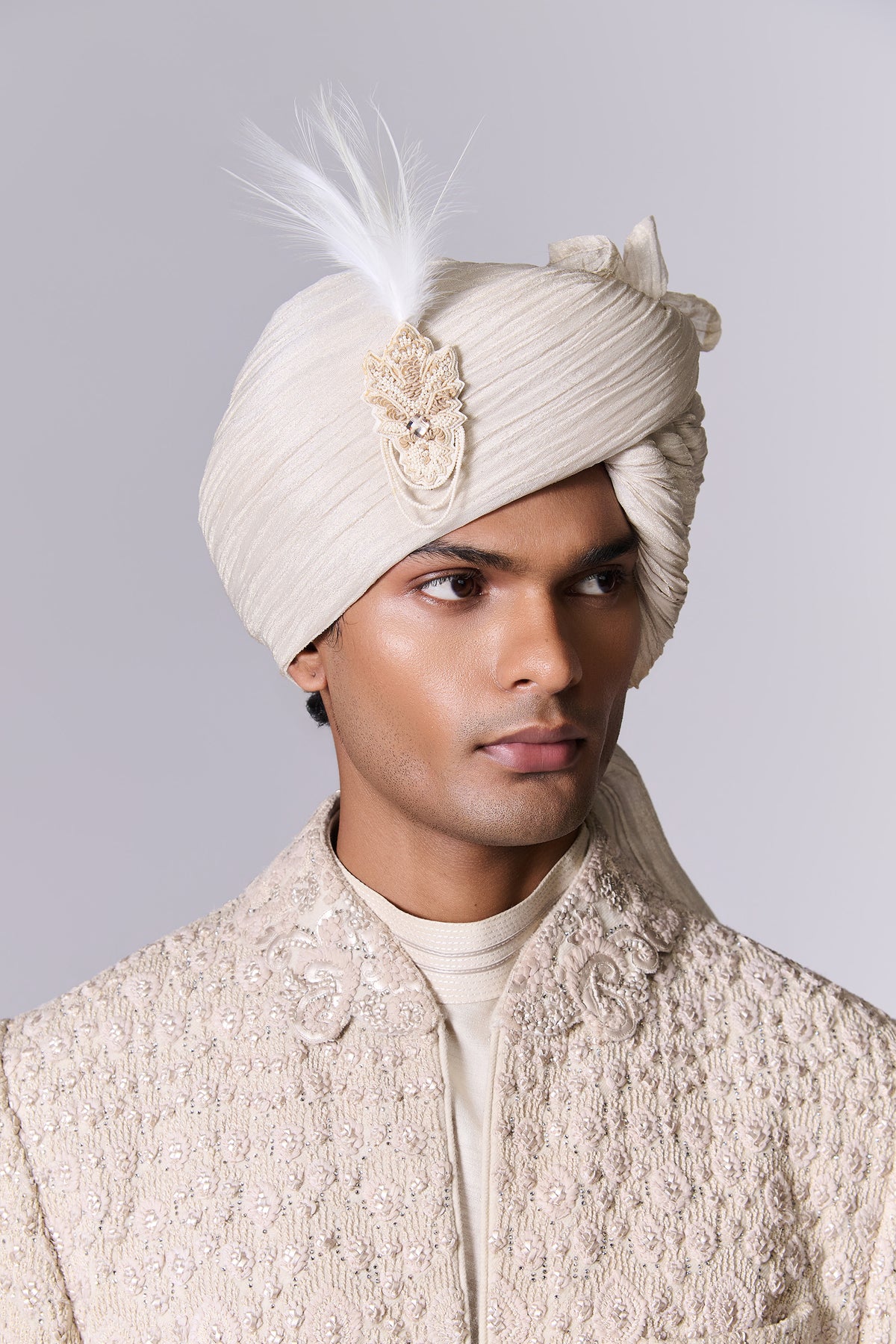 Dune Beige Embroidered Sherwani Set