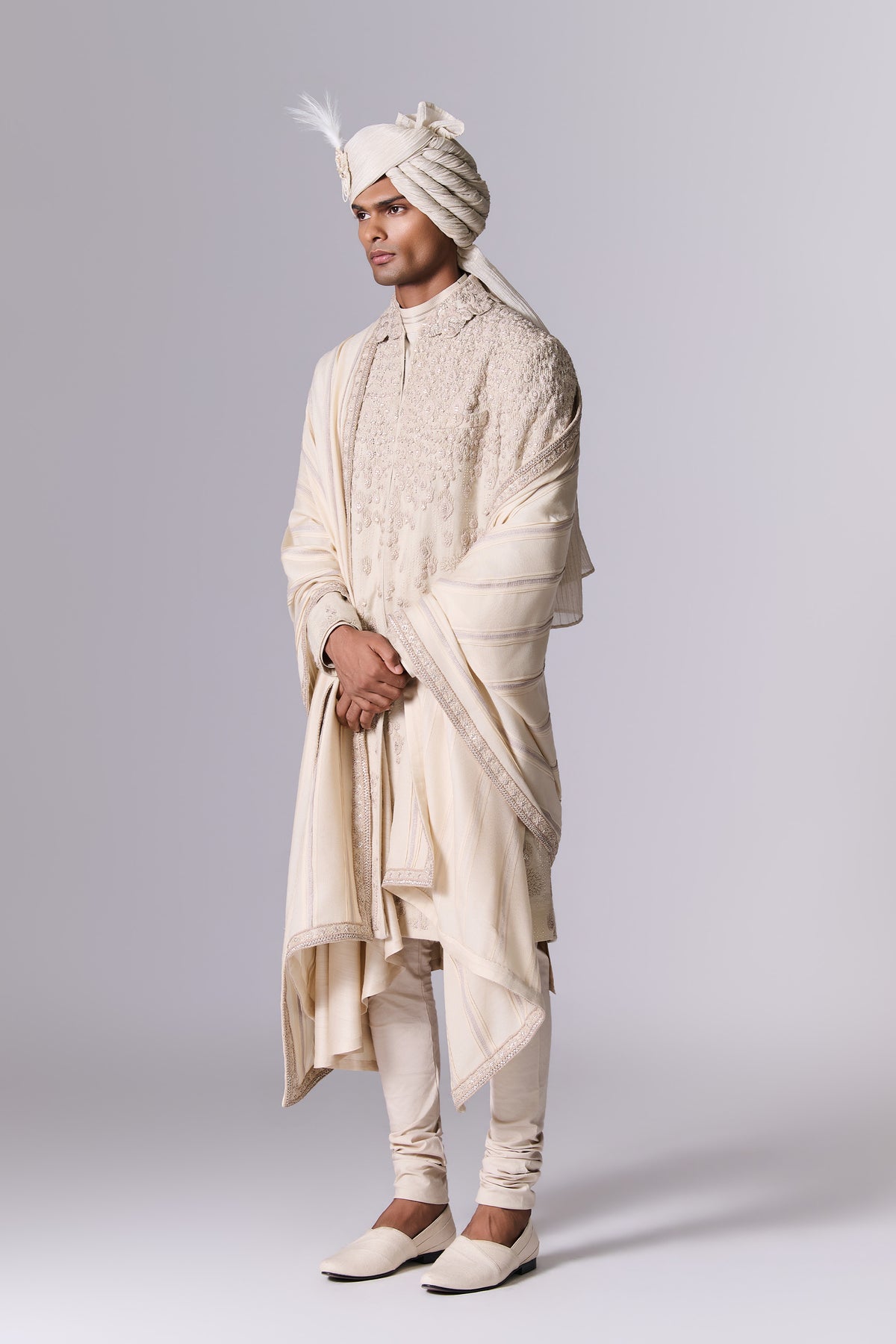 Dune Beige Embroidered Sherwani Set