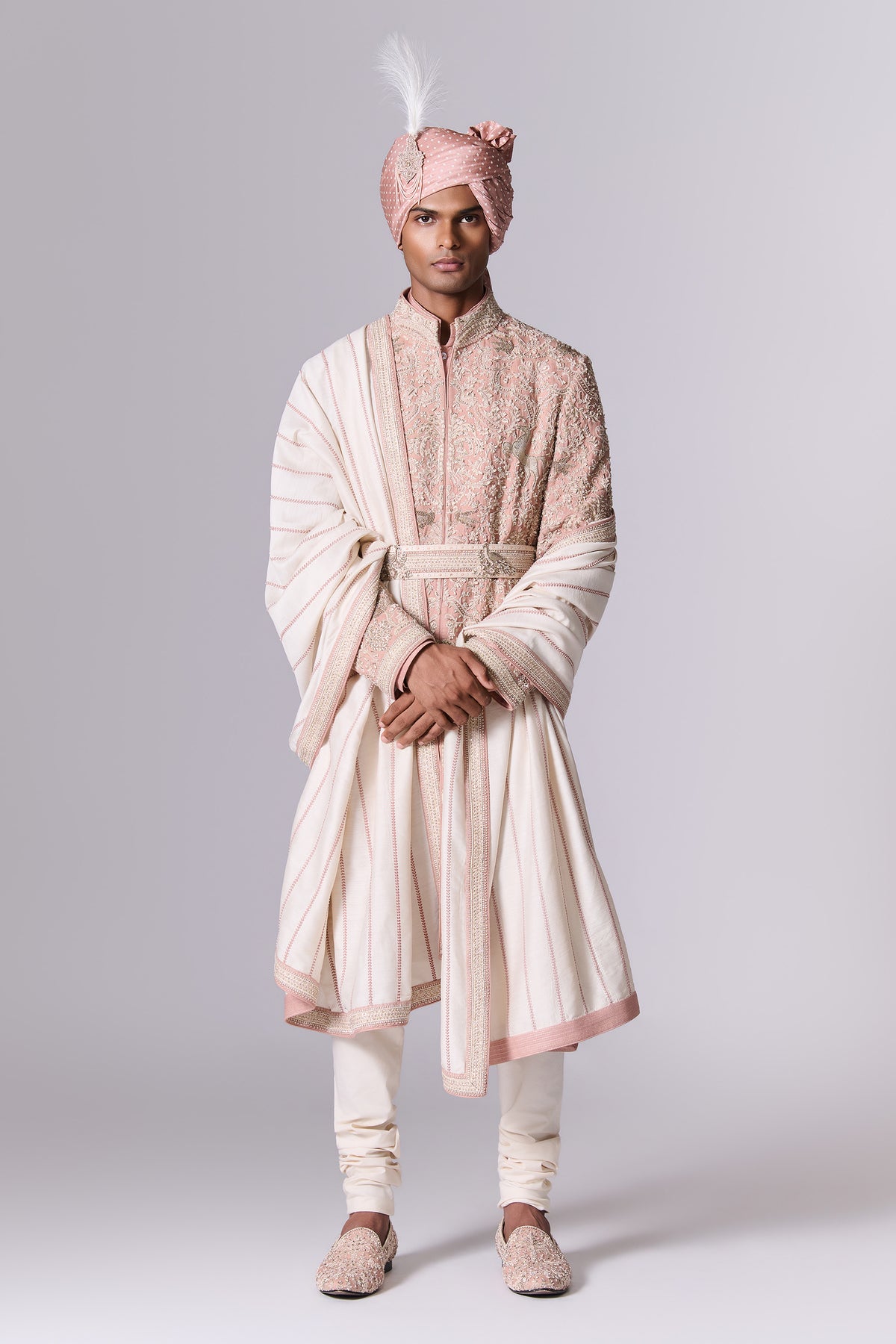 Dusty Blush Embroidered Sherwani Set
