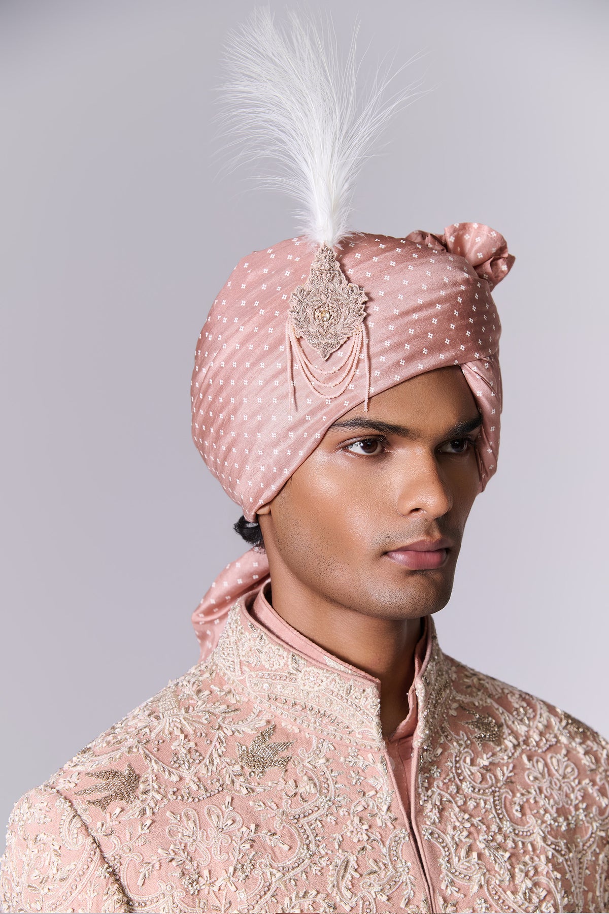 Dusty Blush Embroidered Sherwani Set