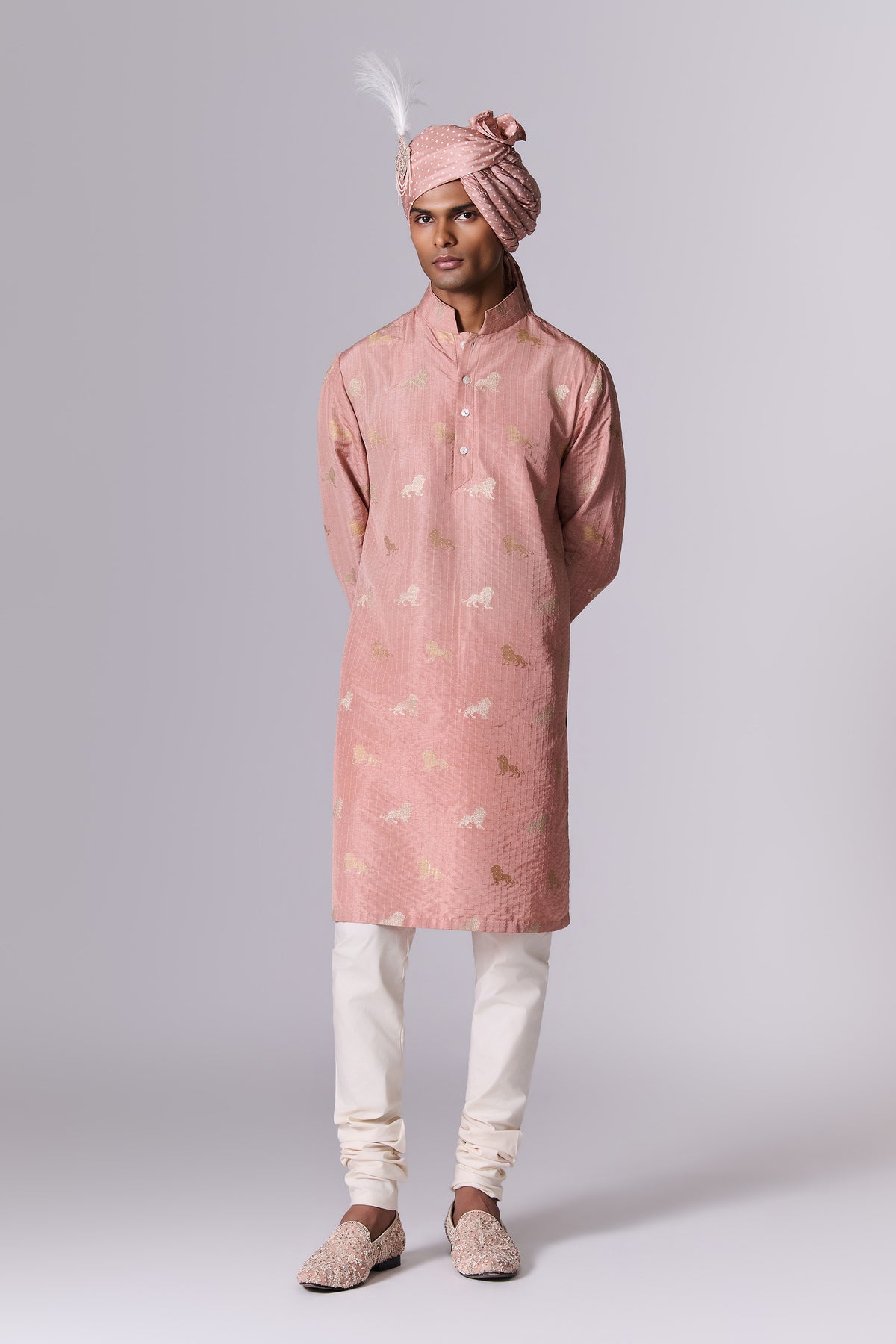 Dusty Blush Embroidered Sherwani Set