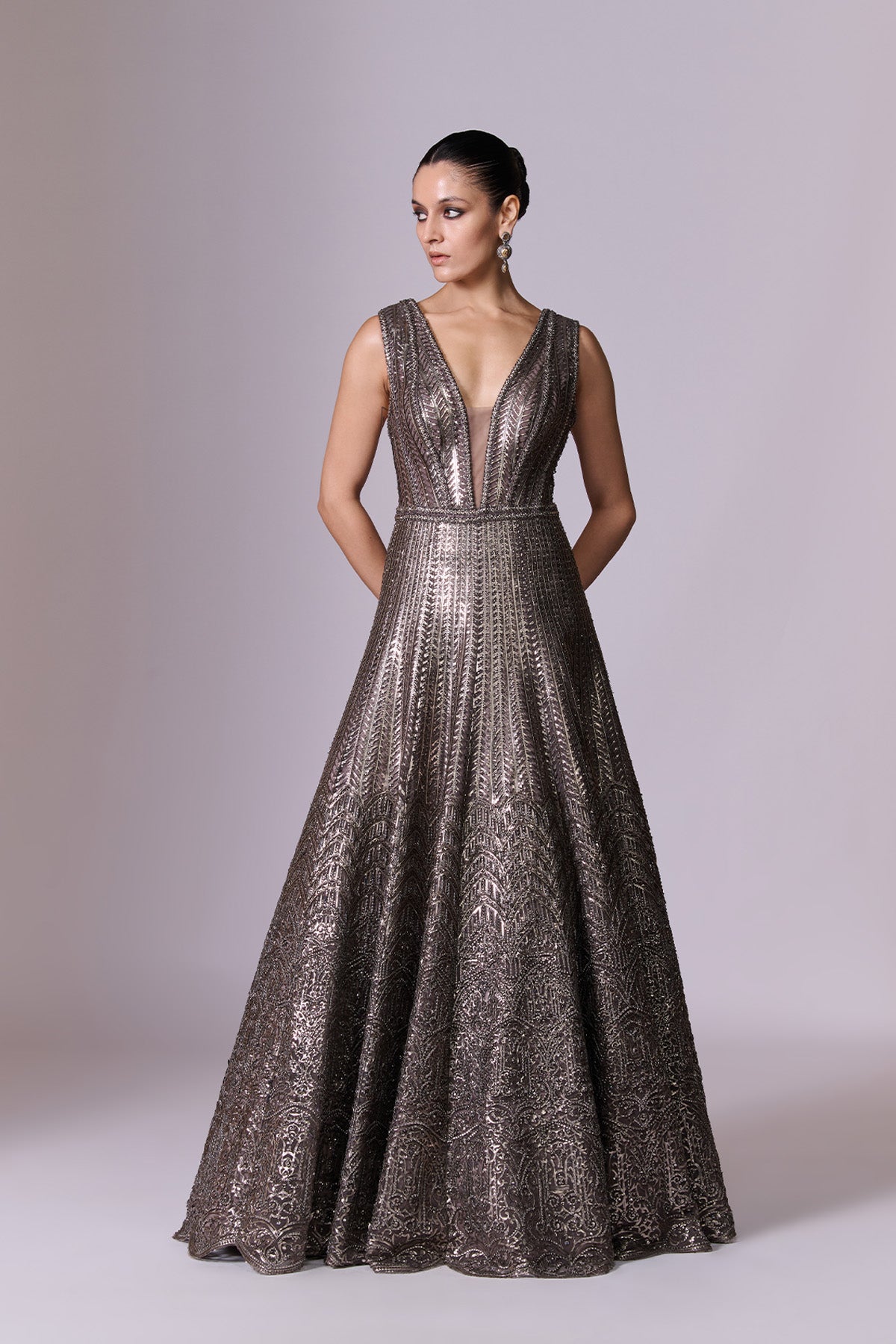 Metallic Sculpted Gown