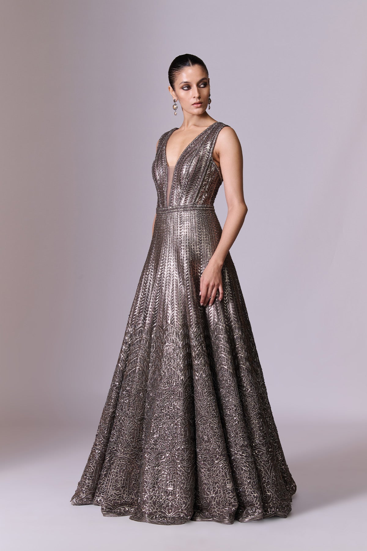 Metallic Sculpted Gown