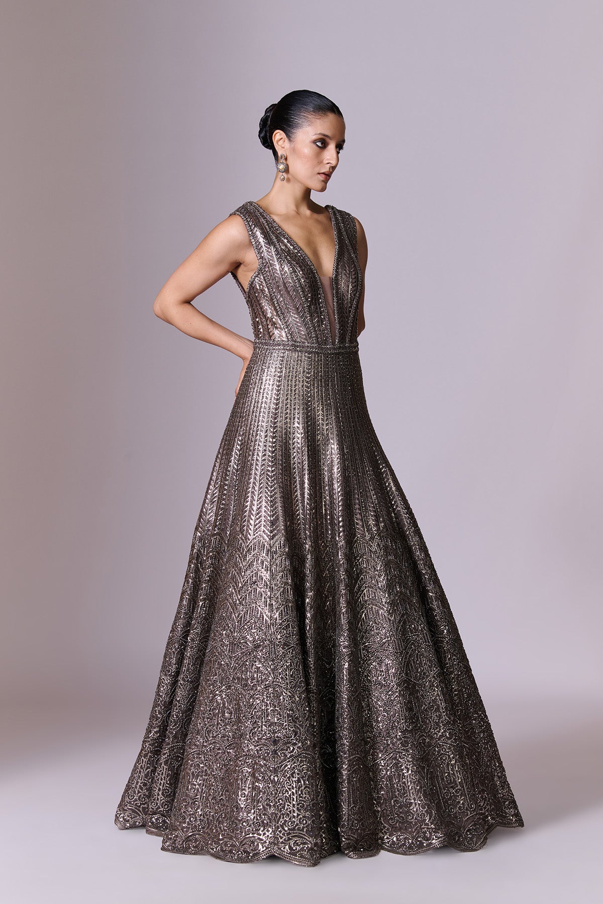Metallic Sculpted Gown