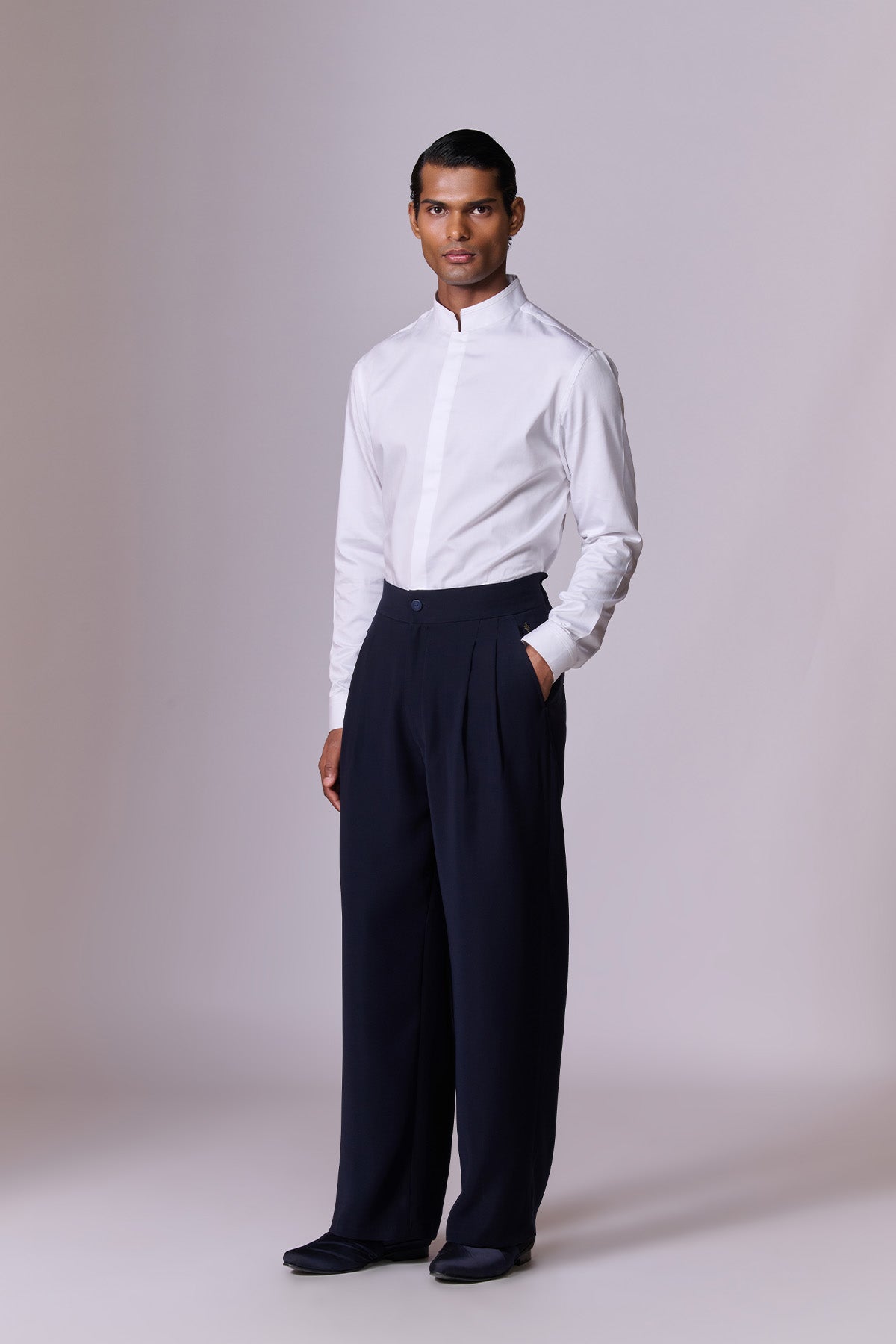 Navy Velvet Bandhgala Set