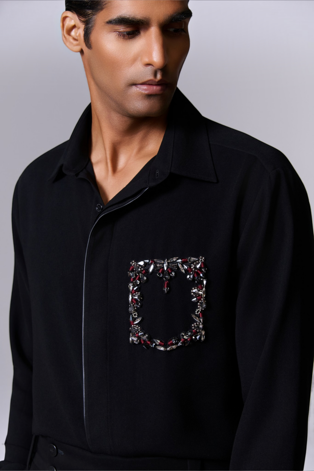 Obsidian Black Crystal Pocket Shirt