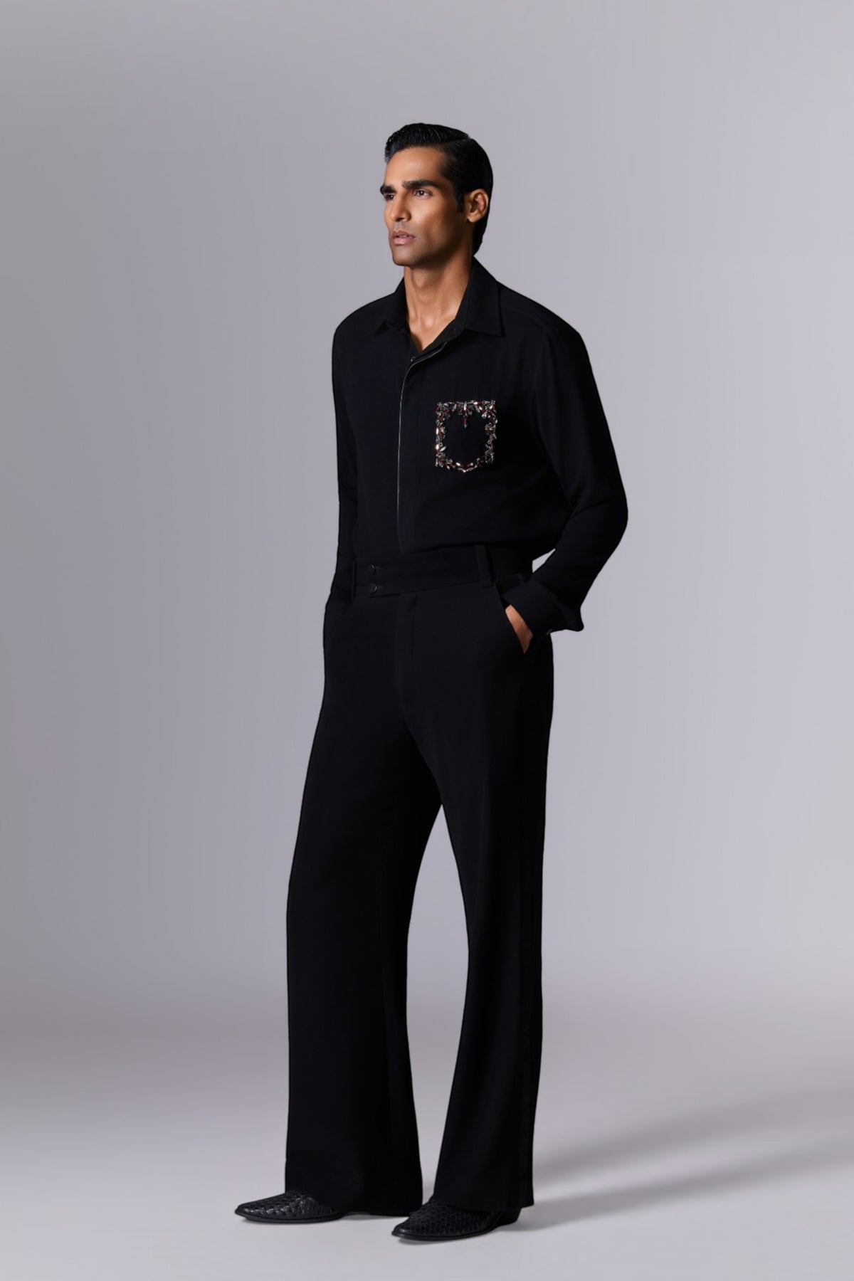 Obsidian Black Crystal Pocket Shirt