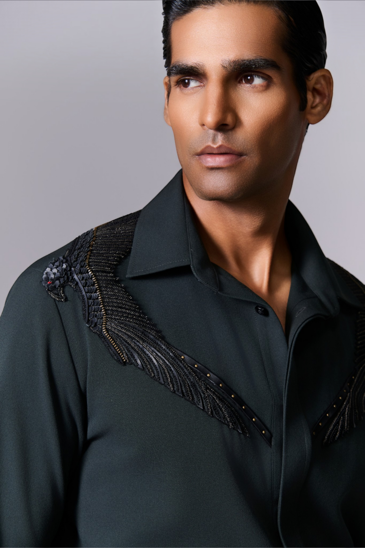 Emerald Embroidered Yoke Shirt