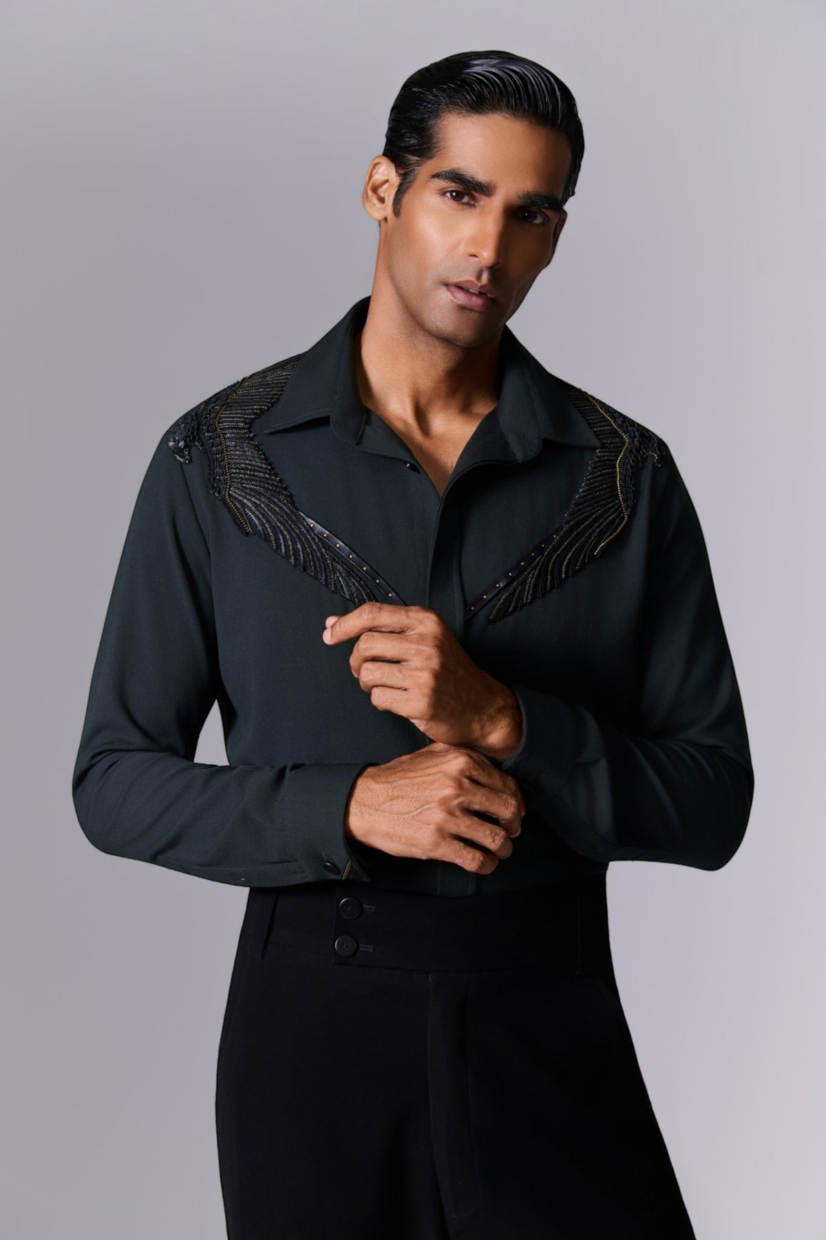 Emerald Embroidered Yoke Shirt