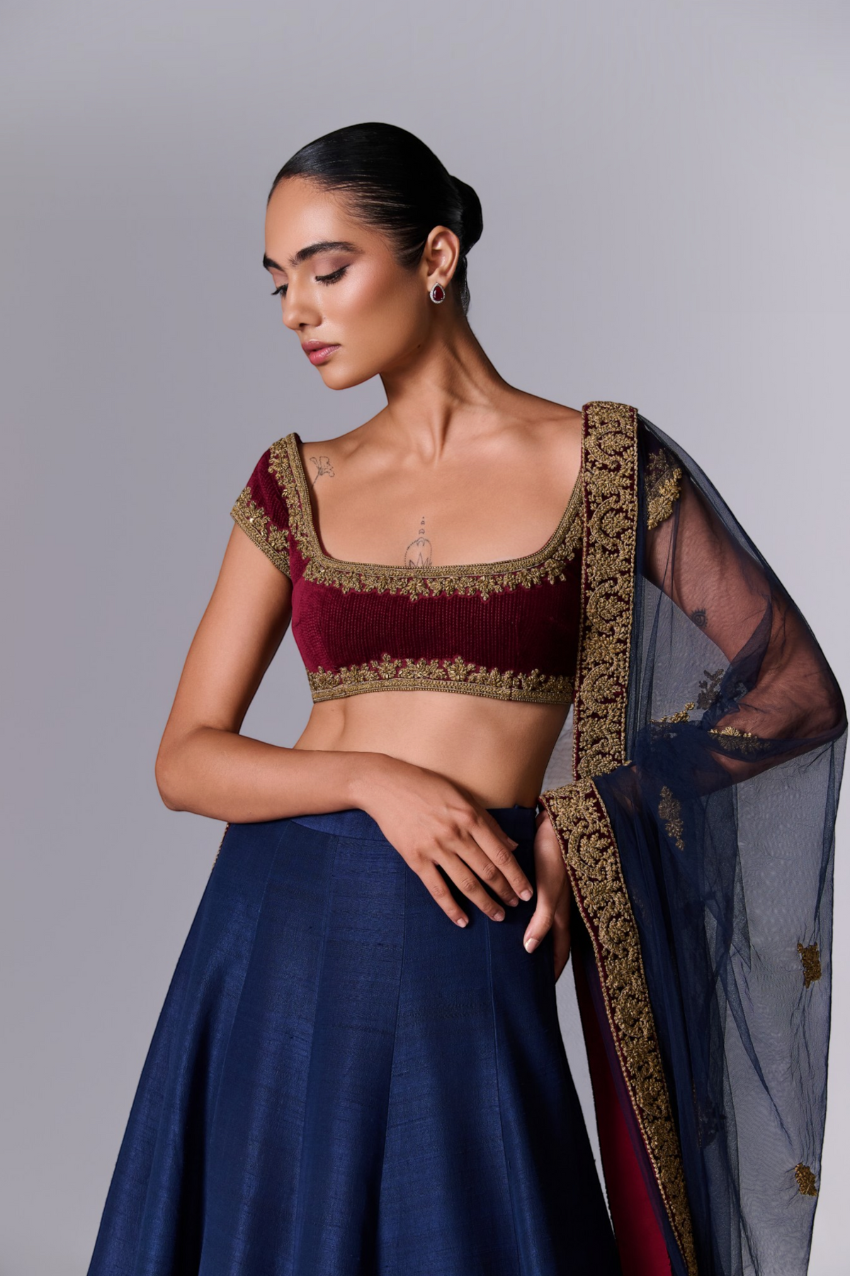 Navy Embellished Lehenga Set